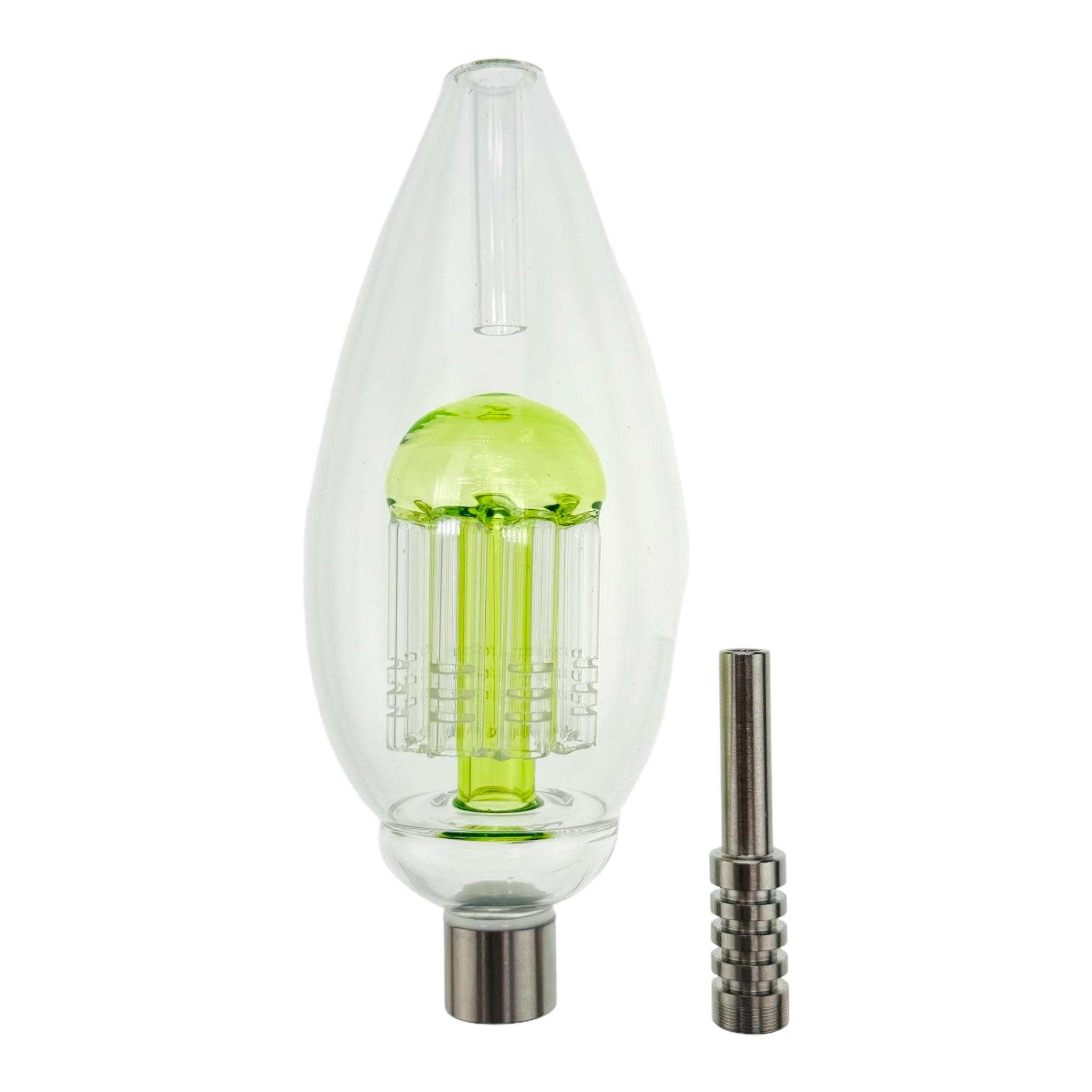 Green Egg Nectar Collector With Tree Perc And Threaded Metal Tip