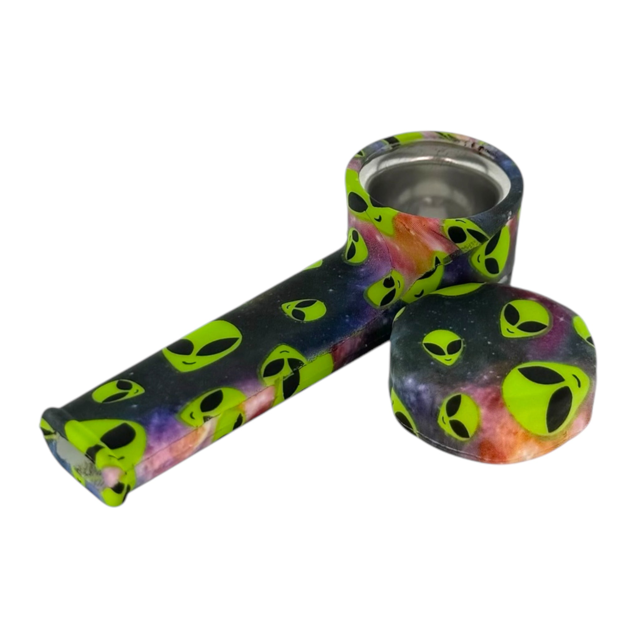 Small Alien Silicone Hand Pipe With Metal Bowl