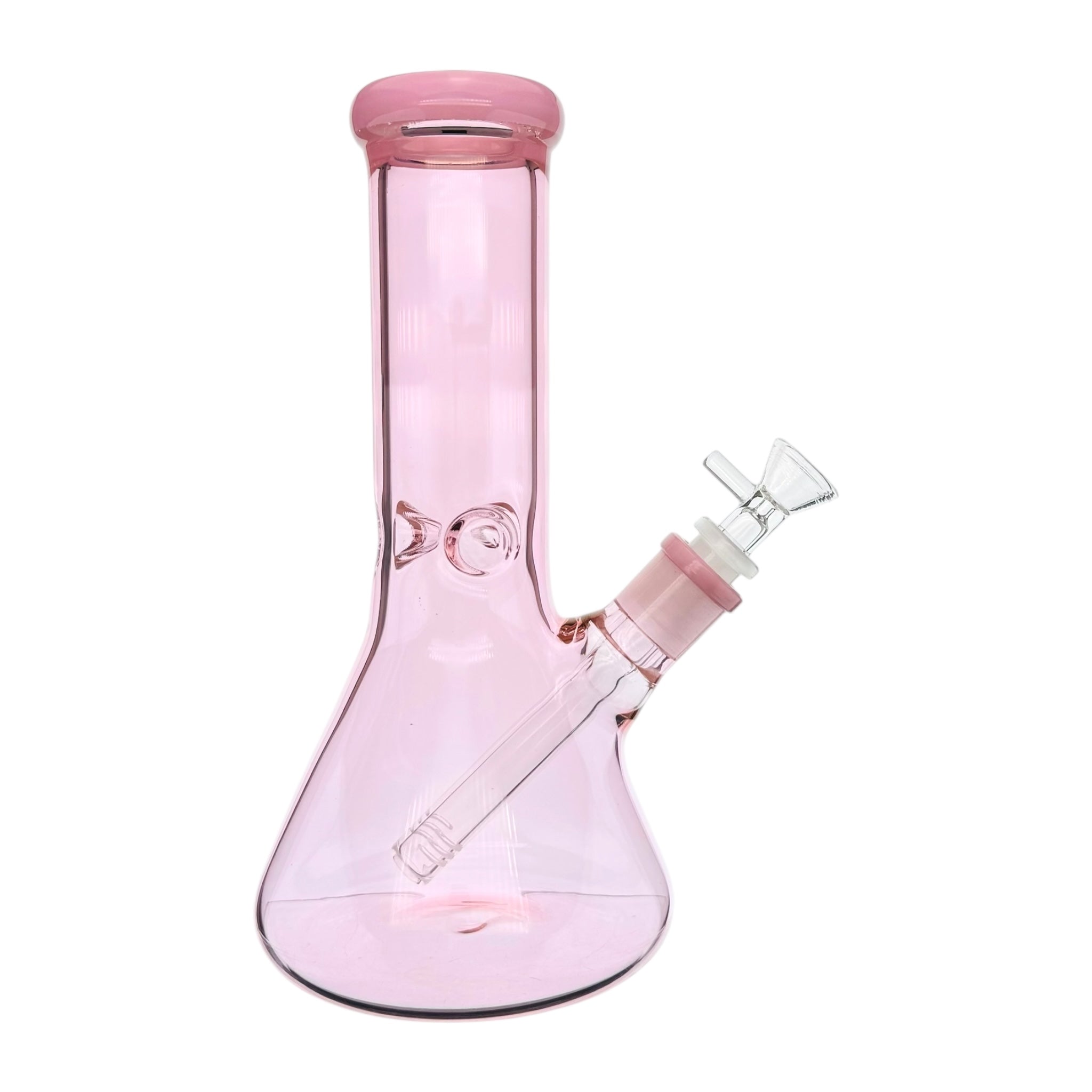 Pink Glass Beaker Bong With Wide Neck 10 Inch