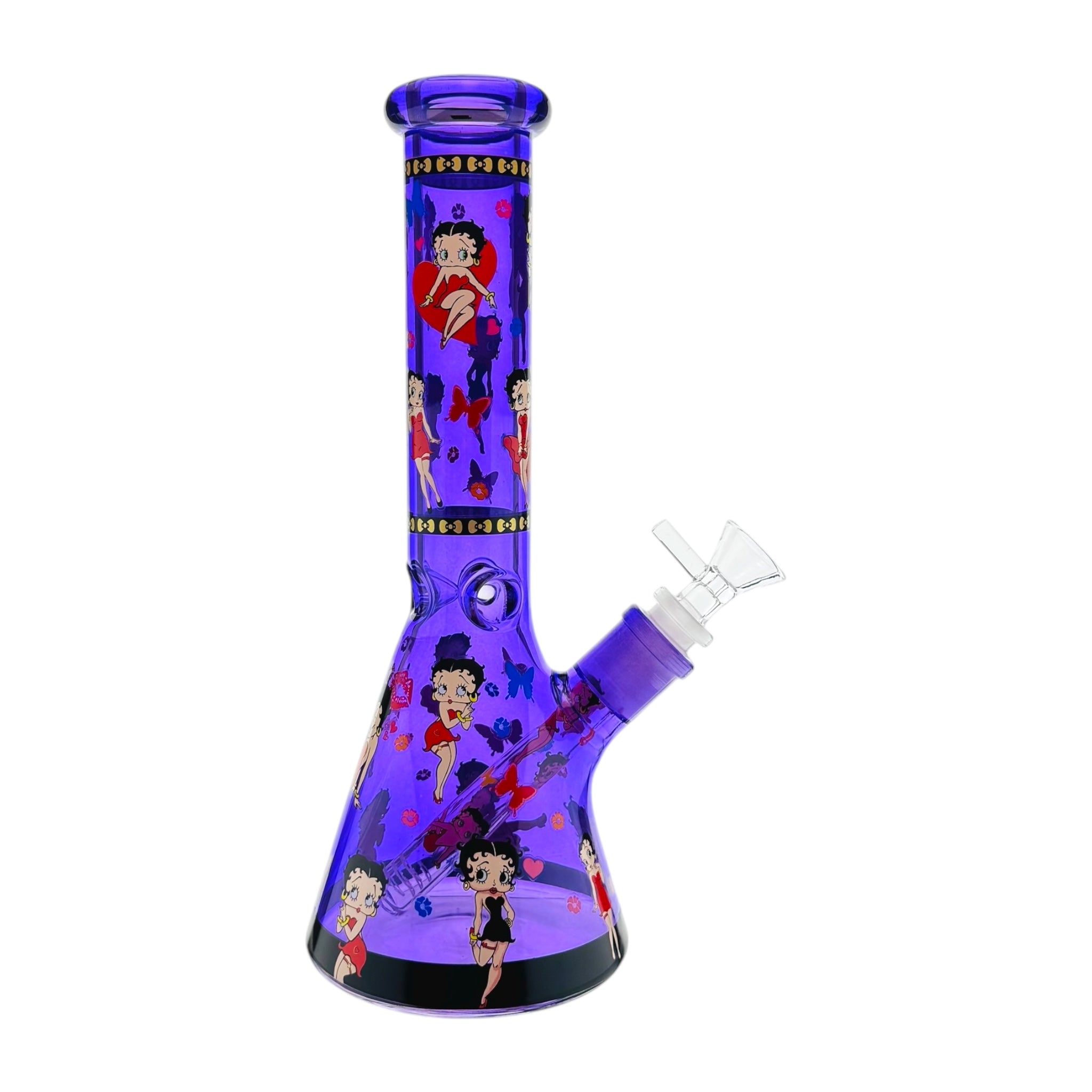 Purple Betty Boop Bong 10 Inches Tall with white background