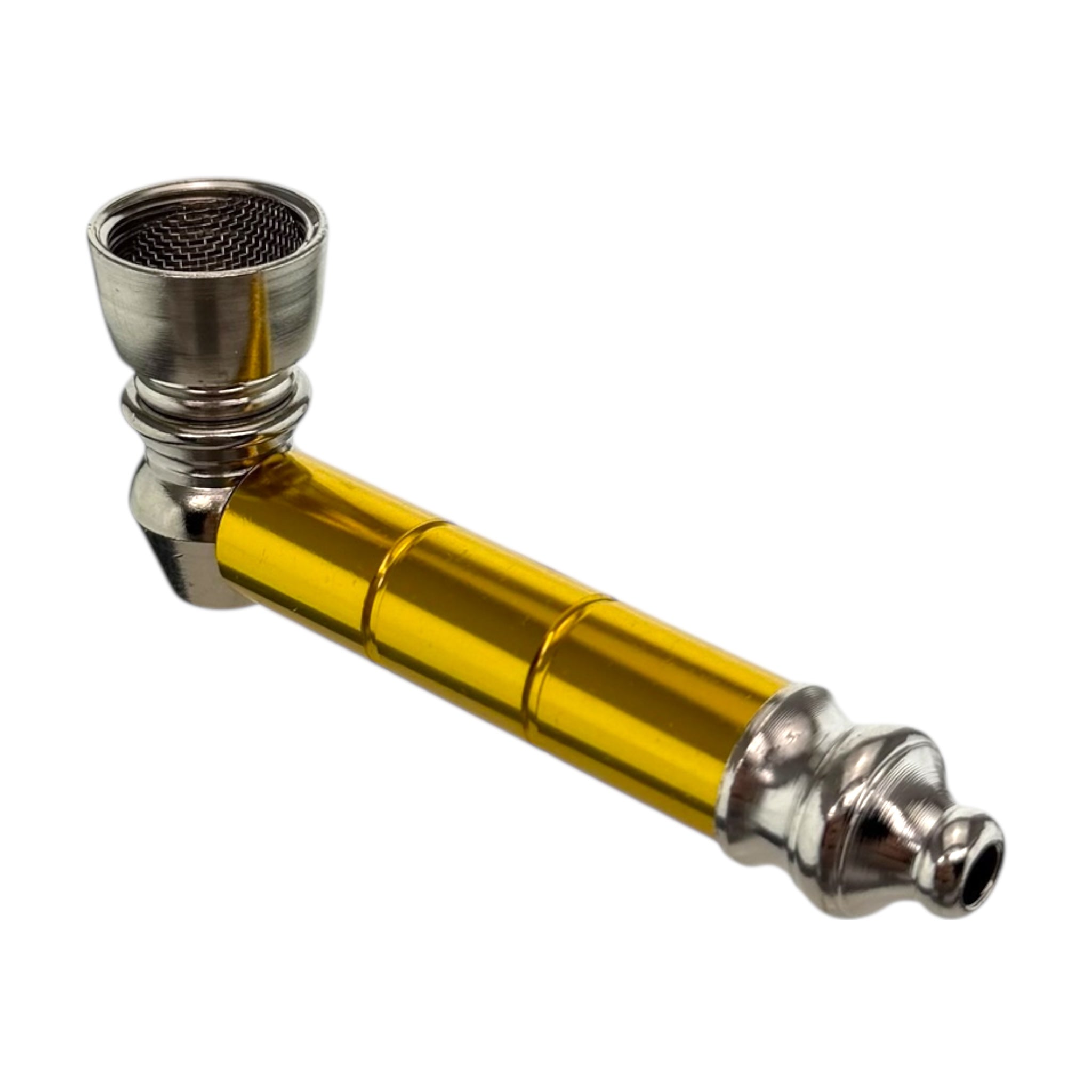 Silver & Gold Basic Aluminum Metal Pipe With Small Chamber on white back ground 