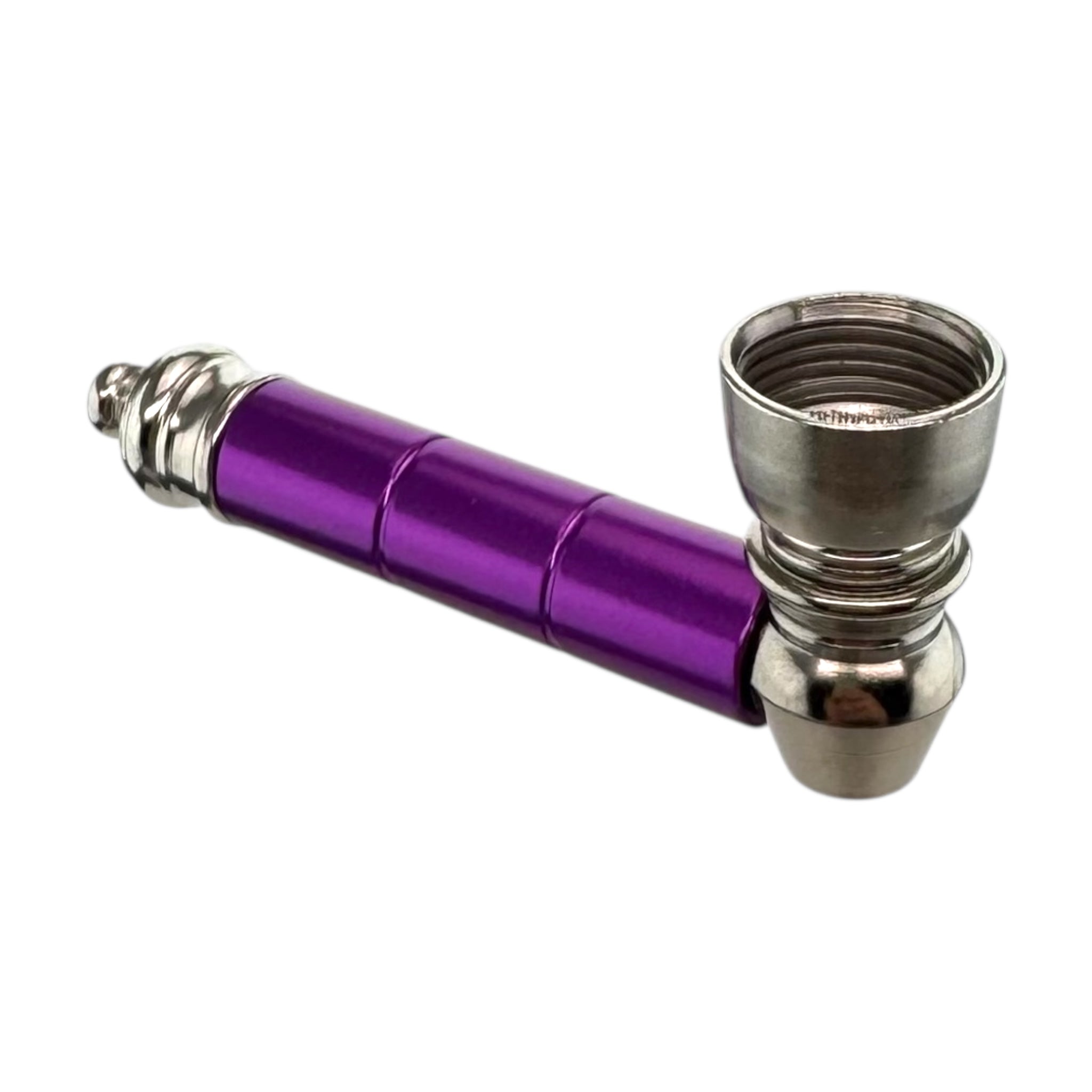 Purple and silver smoking pipe on a white background