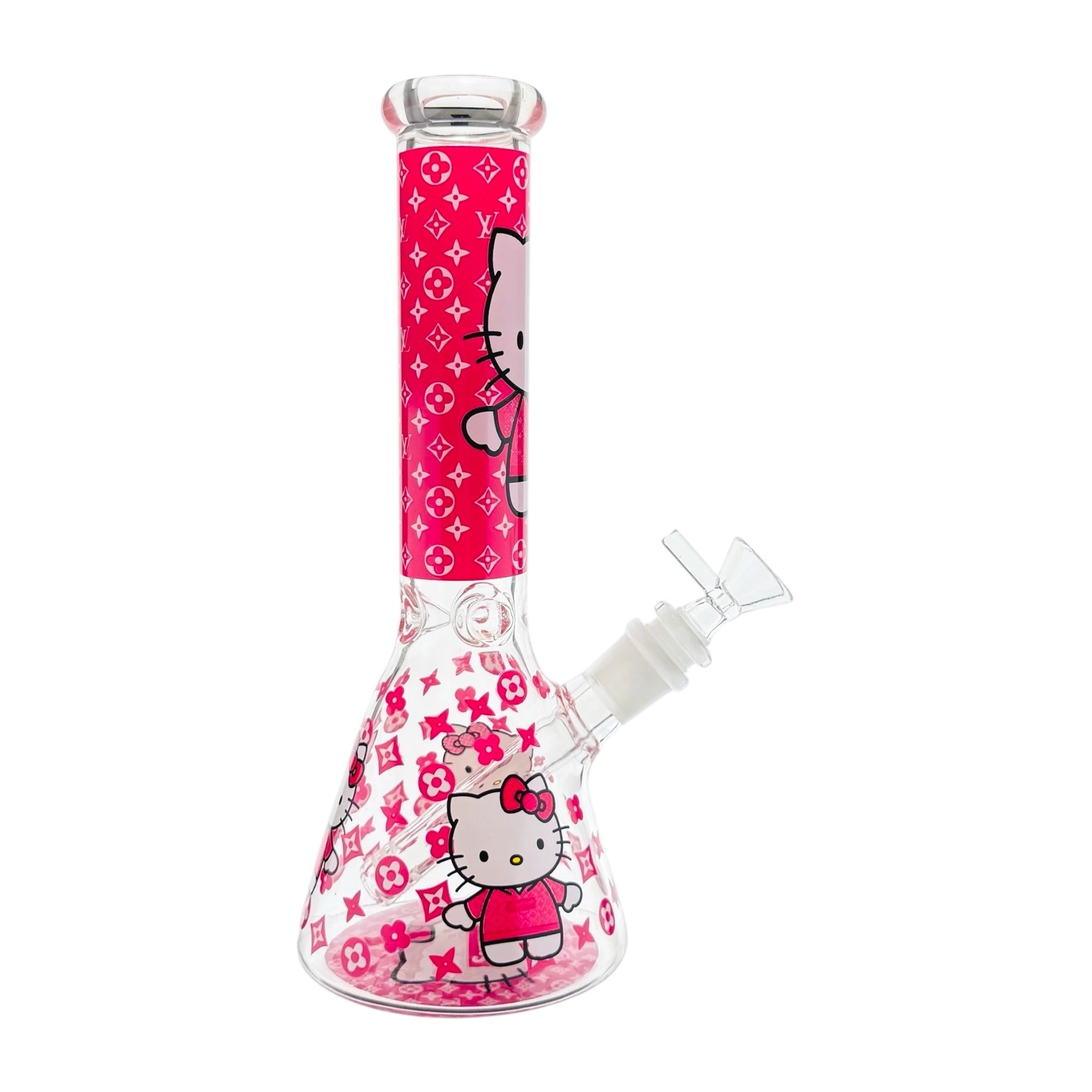 cute Hello Kitty water pipe smoking device 10 inches tall on white back ground