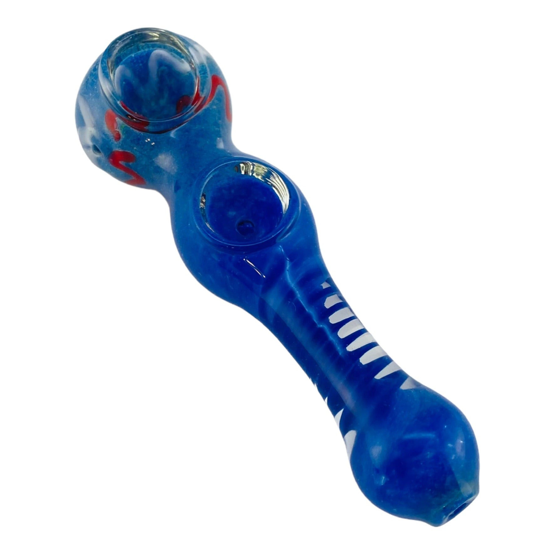 Glass Hand Pipe Blue Double Blown Bowls