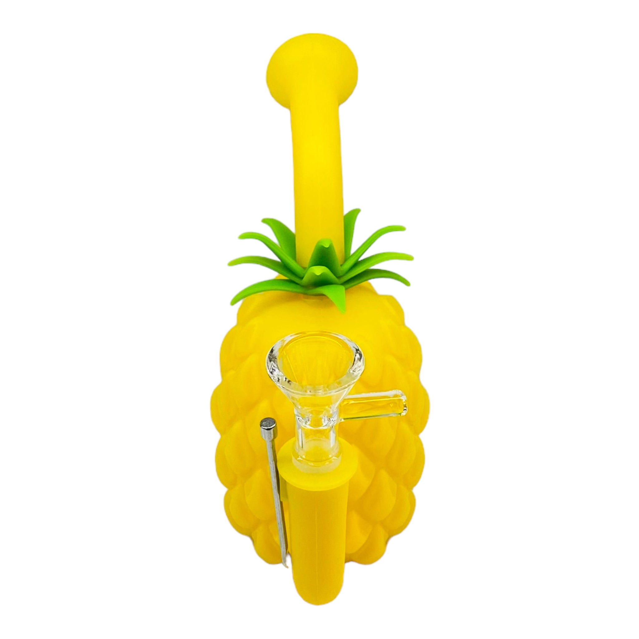 cute Pineapple Express Silicone Bubbler Bong With Magnetic Tool Holder