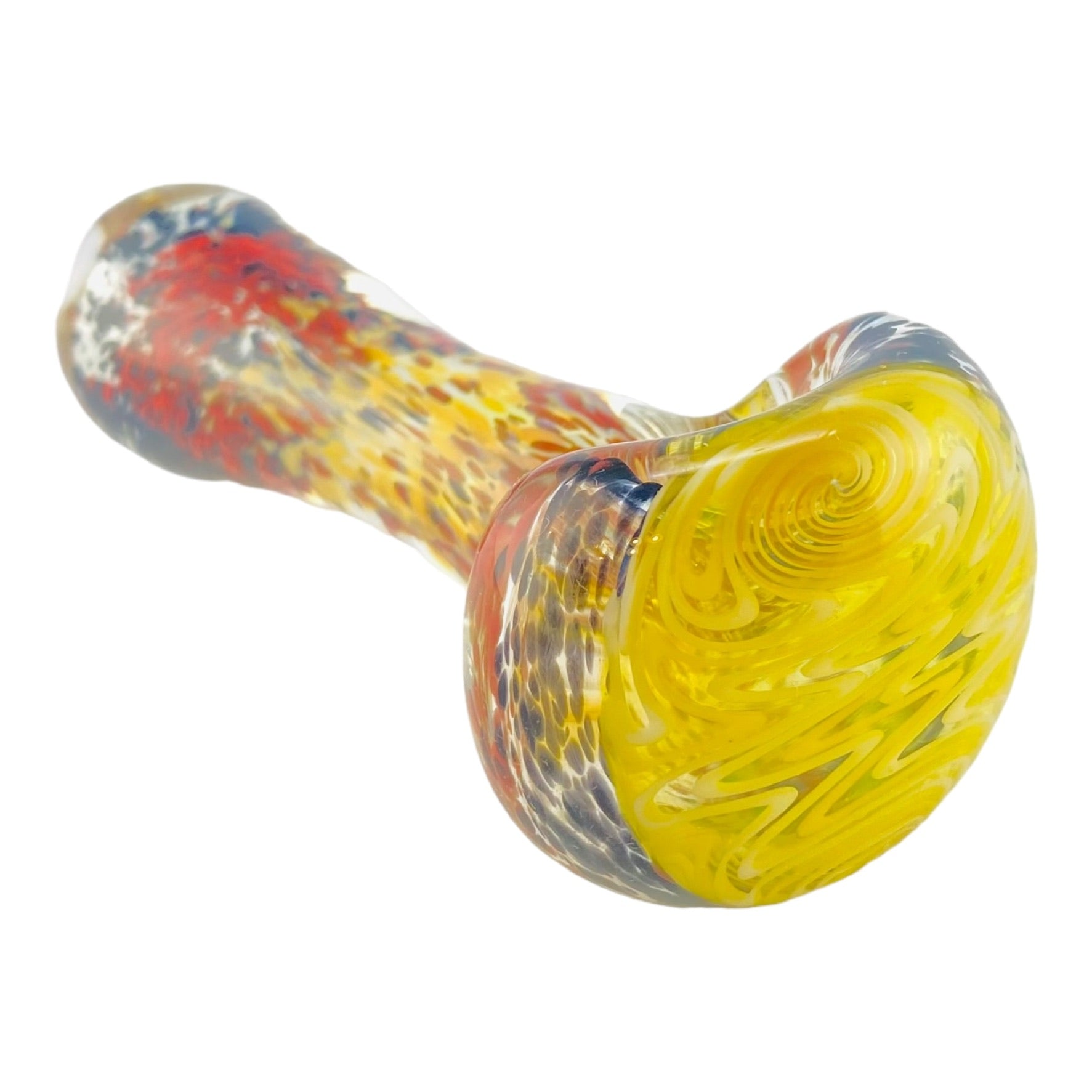 Santa Cruz Glass - Glass Hand Pipe With Inside Out Frit With Yellow Wig Wag 