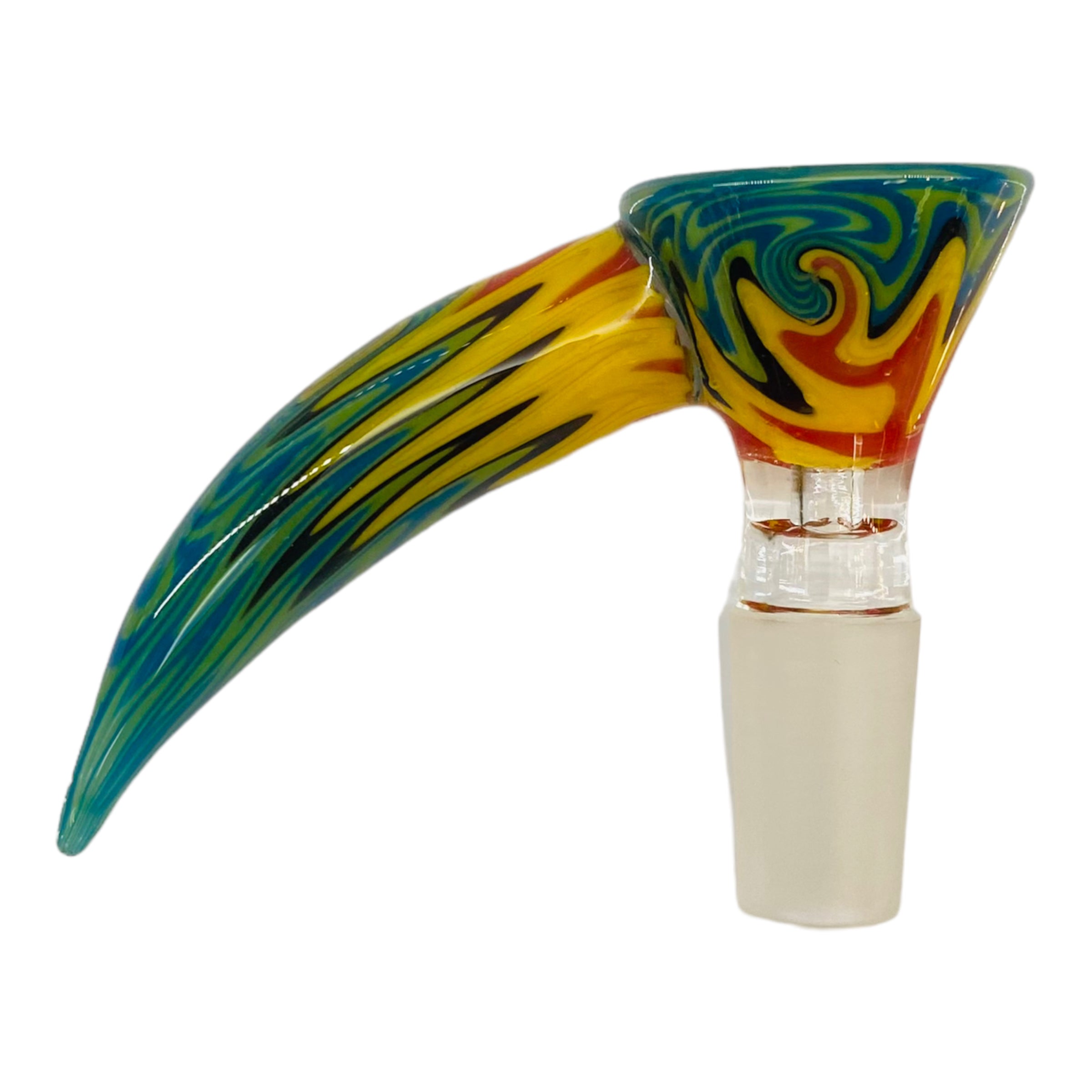 14mm Flower Bowls - Large Horn Martini Bong Bowl Piece With Color Wig Wag - Rasta Swirl