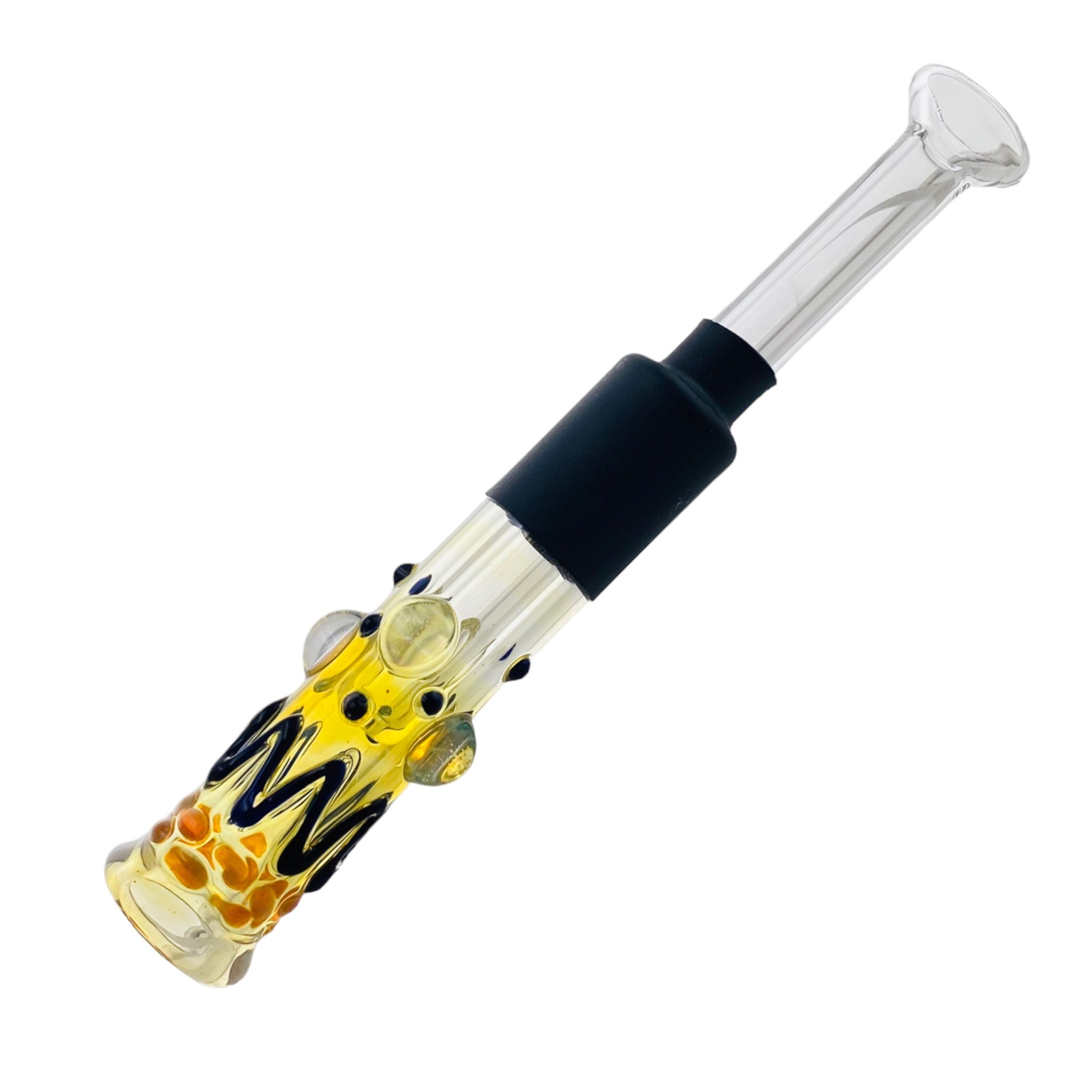 Jellyfish Glass - Yellow Silver Fumed Glass Blunt With Black Dots And Wrap