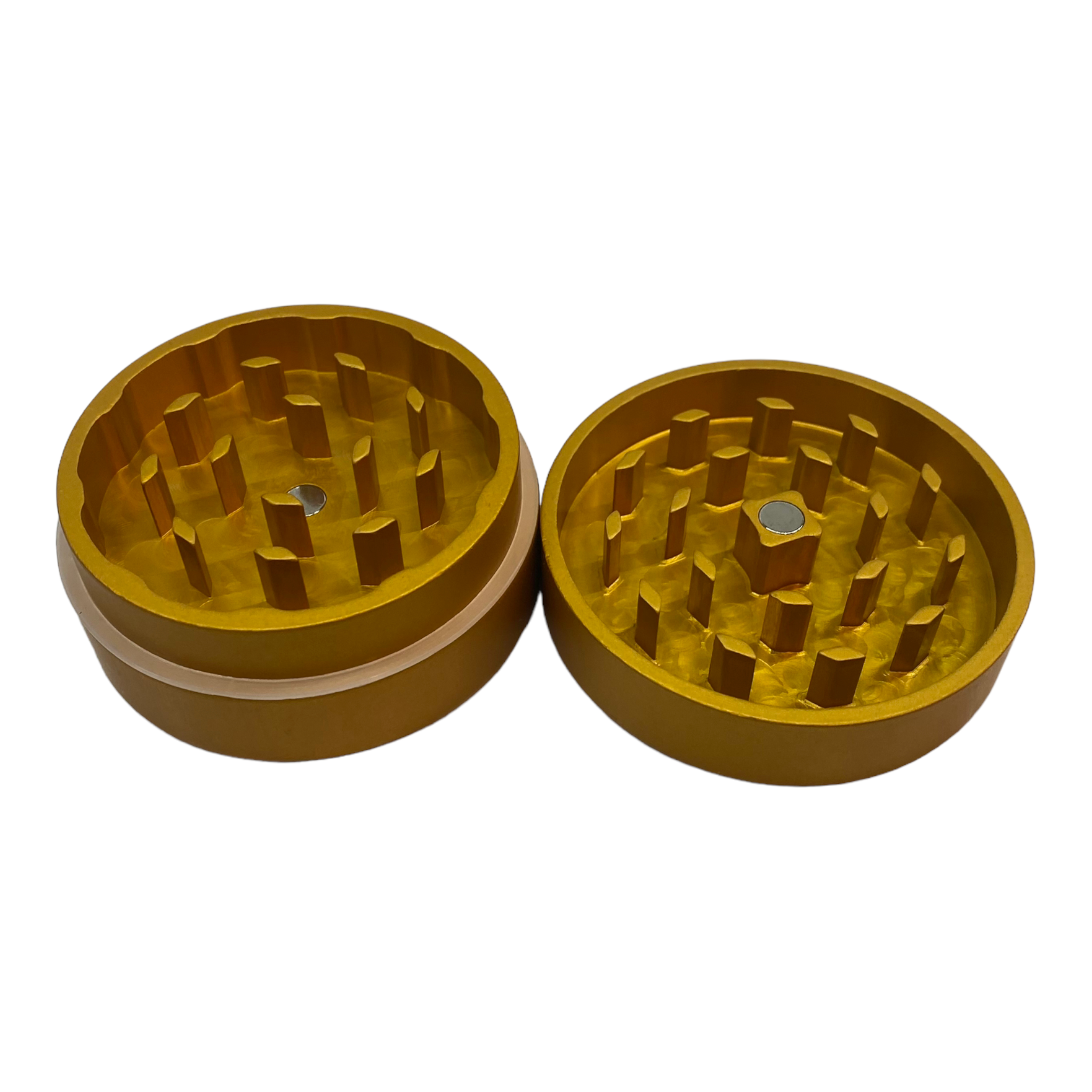 sweet Tahoe Grinders Gold Anodized Aluminum Large Two Piece Herb Grinder With Cordycep Mushrooms