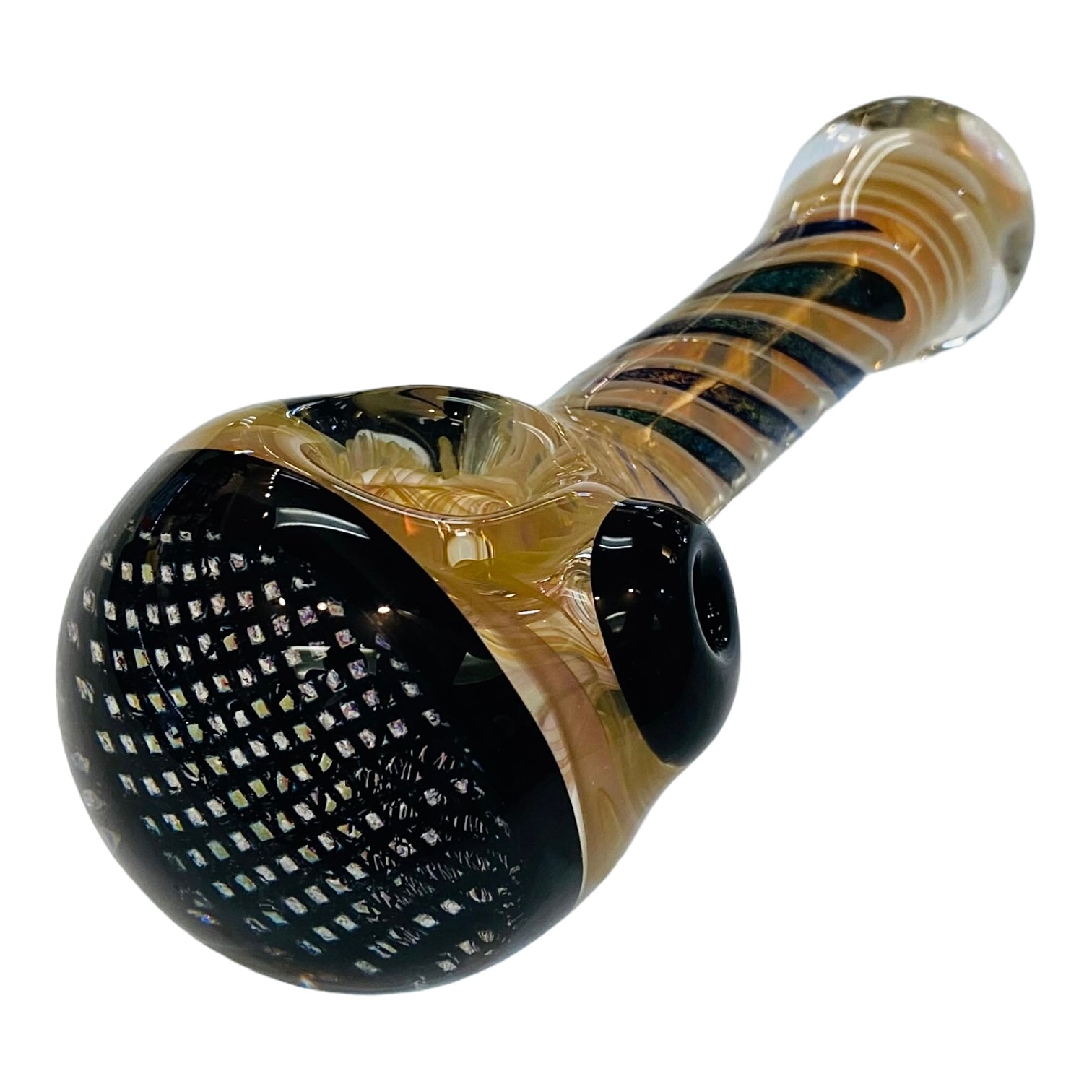 Talent Glass Works - Fume And Color Coil With Woven Dichro End - Glass Hand Pipe