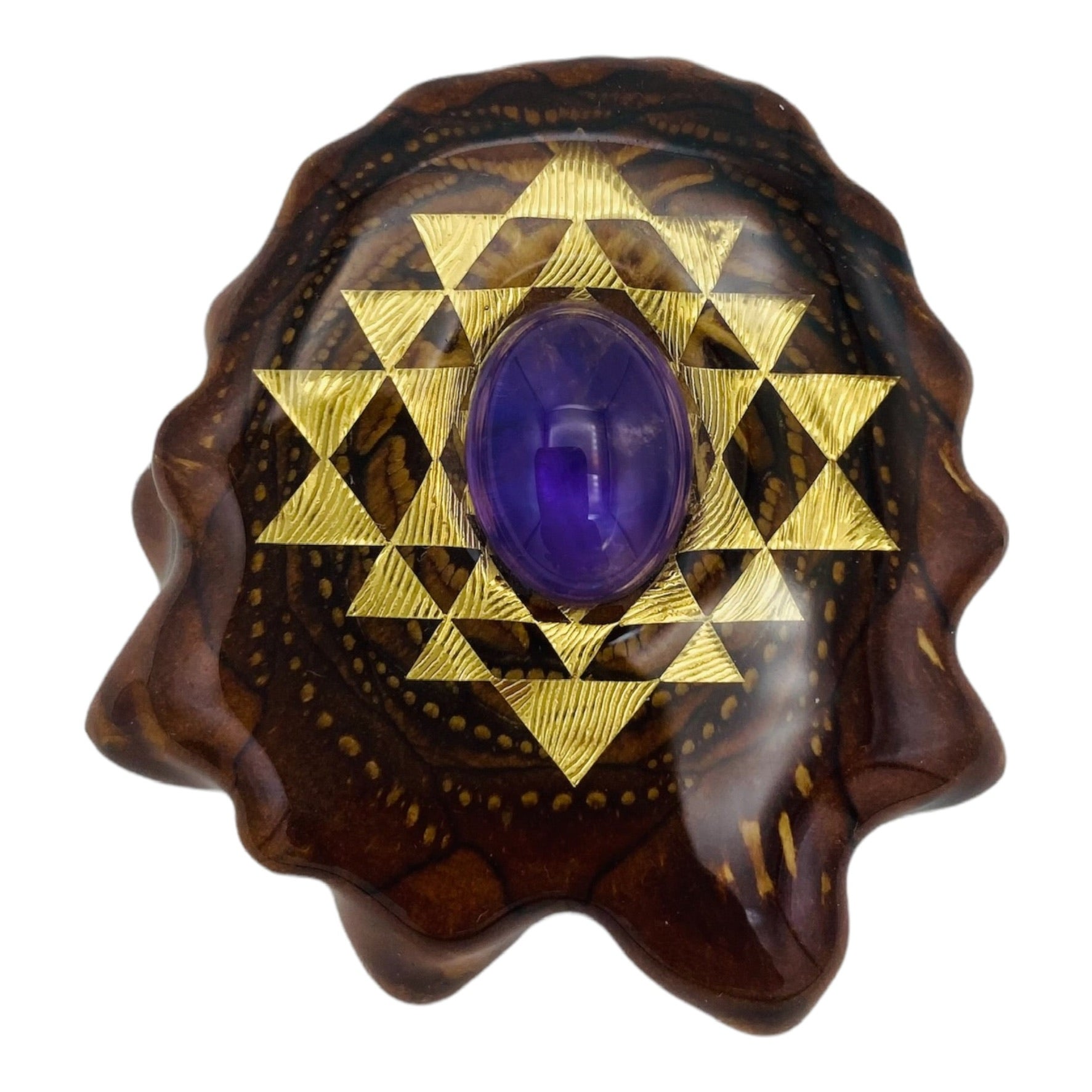 Third Eye Pinecones - Amethyst With Gold Sri Lantra - Large