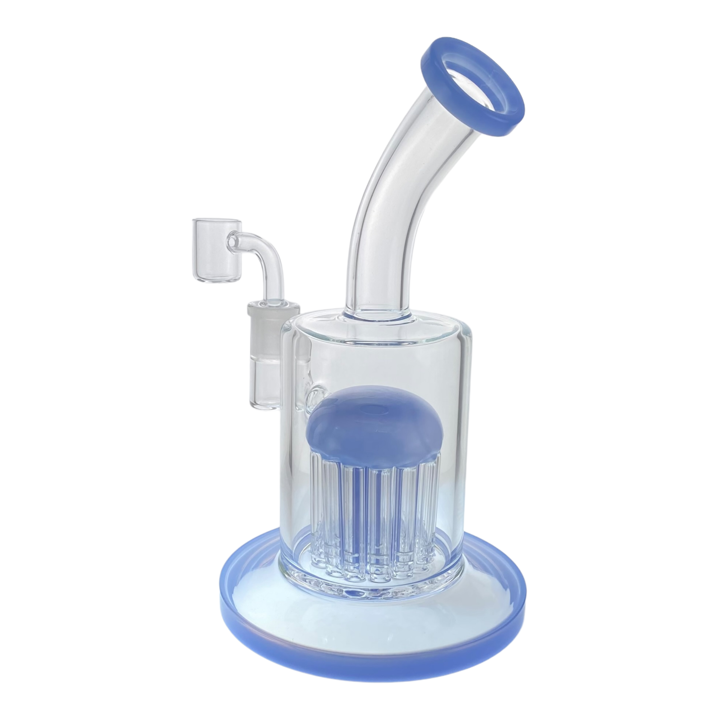 Blue Milk Glass Dab Rig With 20 Arm Tree Perc