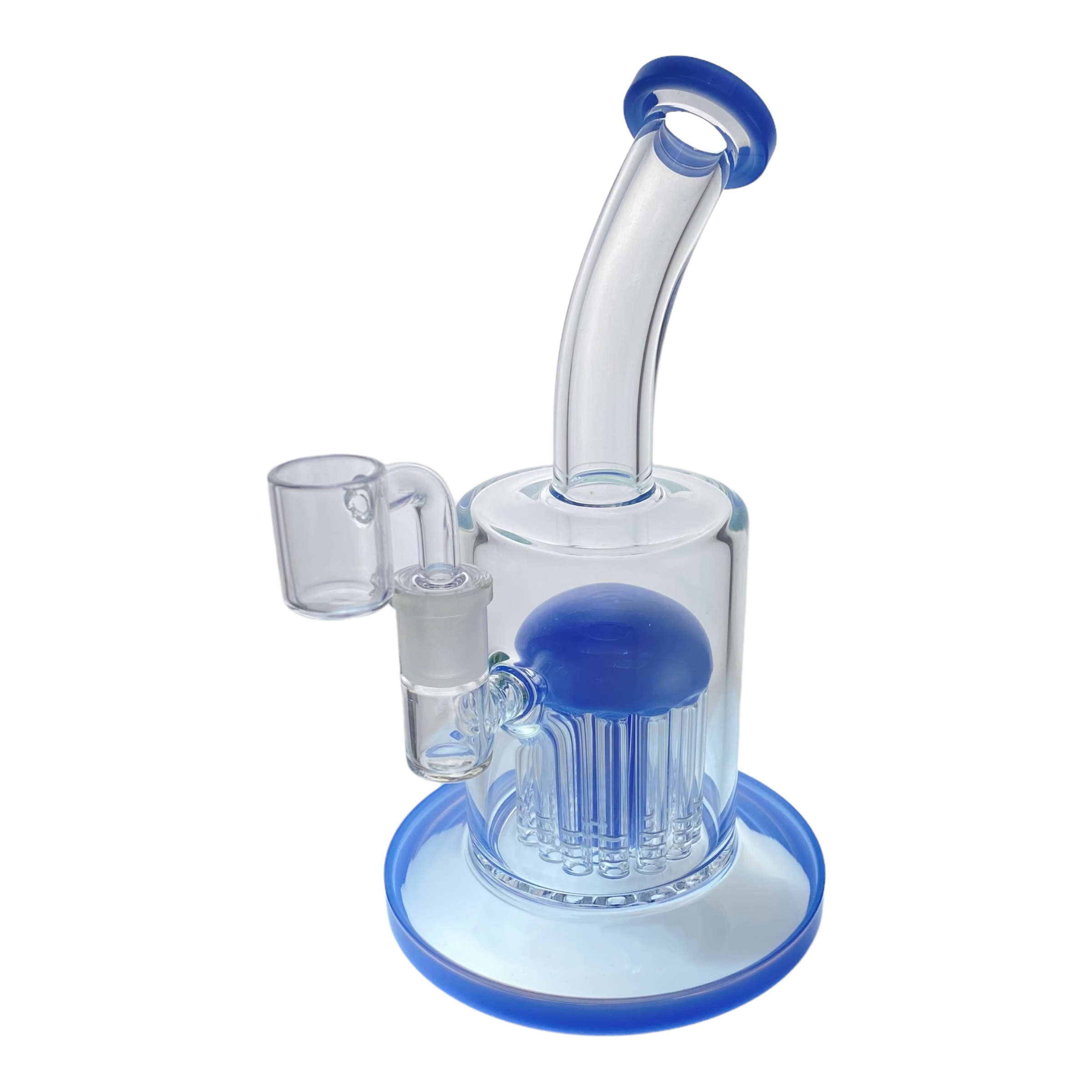 Blue Milk Glass Dab Rig With 20 Arm Tree Perc