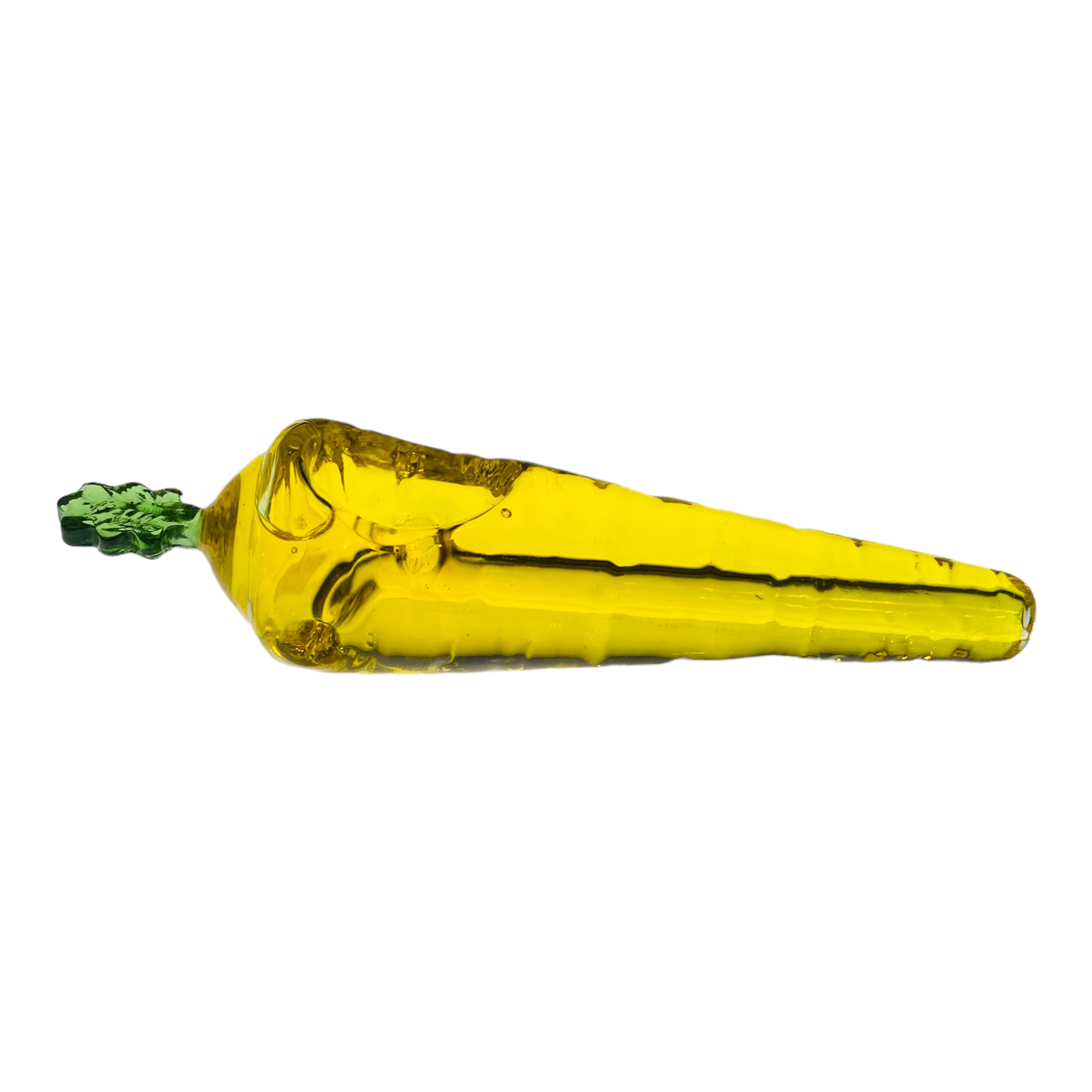 Yellow Carrot Glass Hand Pipe With Glycerin Freeze Chamber