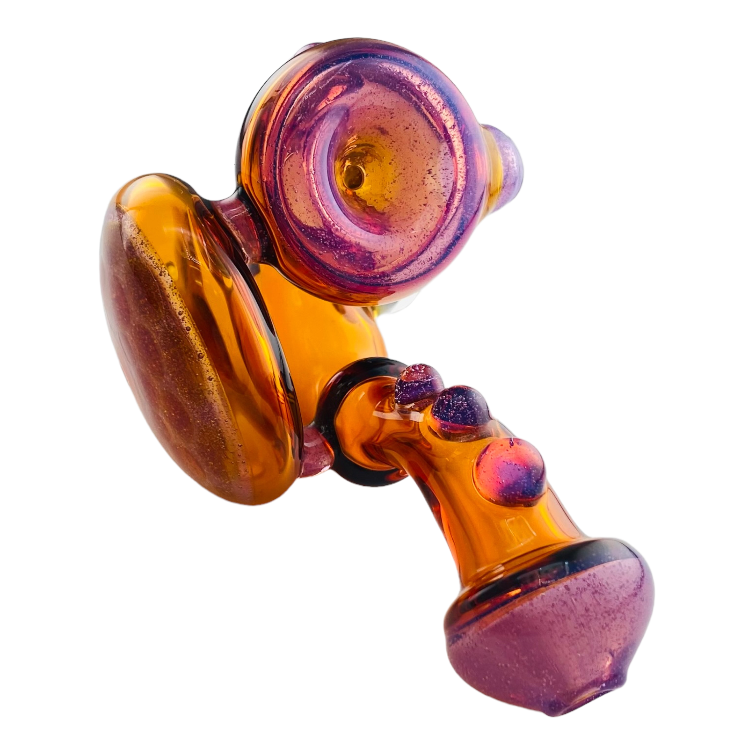 Custom Glass Hand Pipes - Maple Syrup Amber Sherlock With Purple Accents
