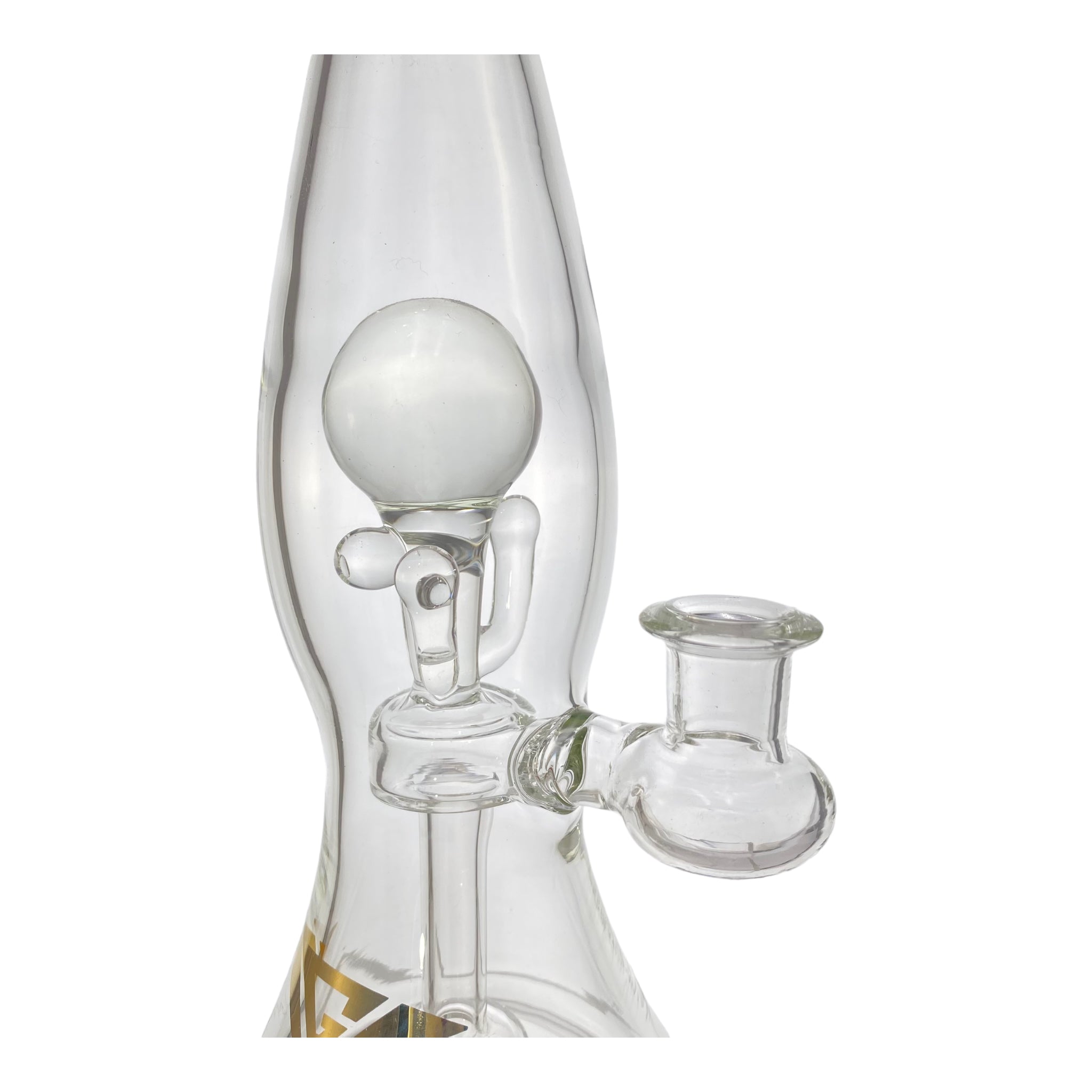 Vertex Glass - Clear Lamp Shape Dab Rig With Clear Molten Marbles Inside