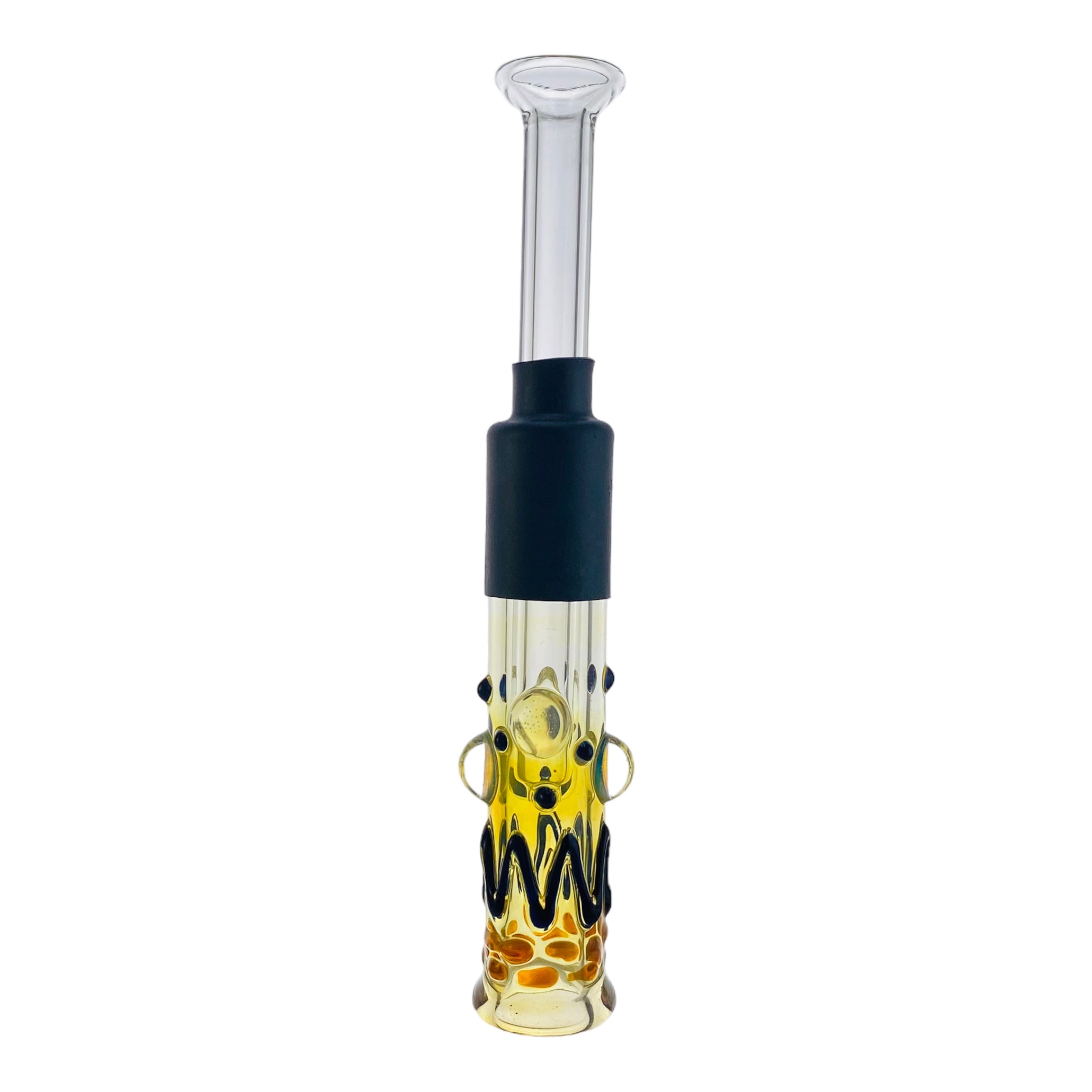Jellyfish Glass - Yellow Silver Fumed Glass Blunt With Black Dots And Wrap
