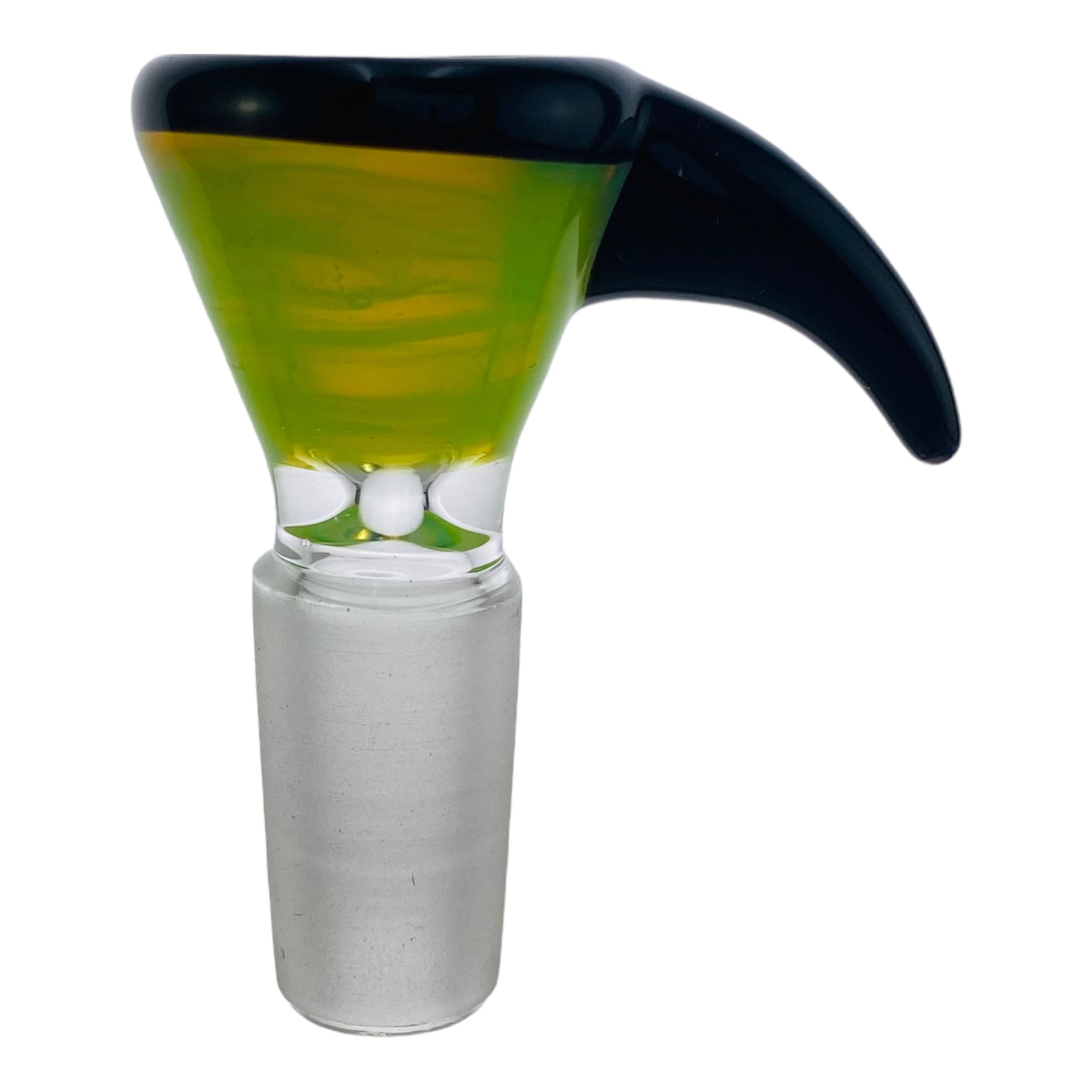 14mm Flower Bowl - Green Funnel With Black Handle Bong Bowl Piece