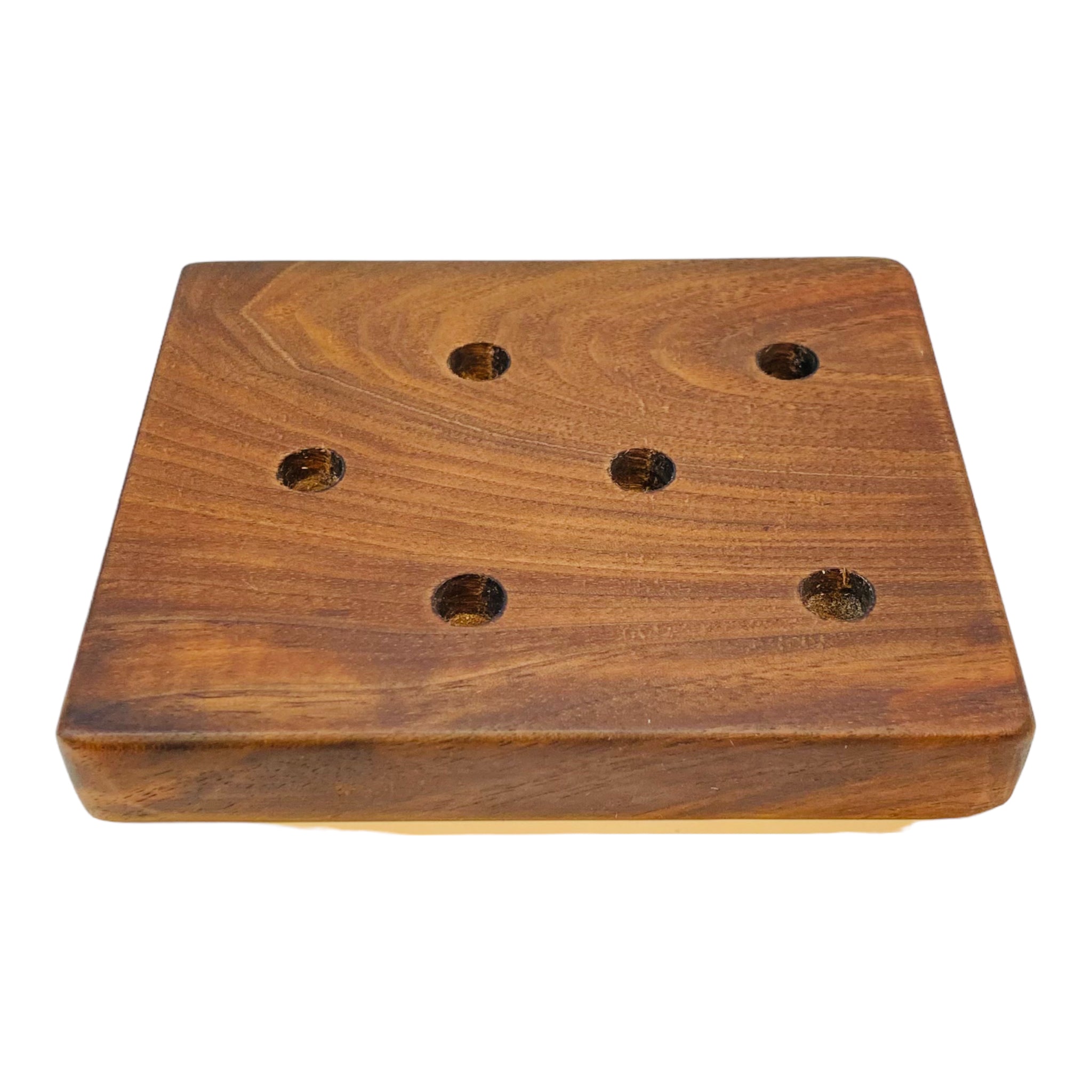 6 Hole Wood Display Stand Holder For 10mm Bong Bowl Pieces Or Quartz Bangers - Black Walnut Perfect for displaying 10mm Bong Bowl Pieces, Quartz Bangers, Carb Caps, And Marbles.