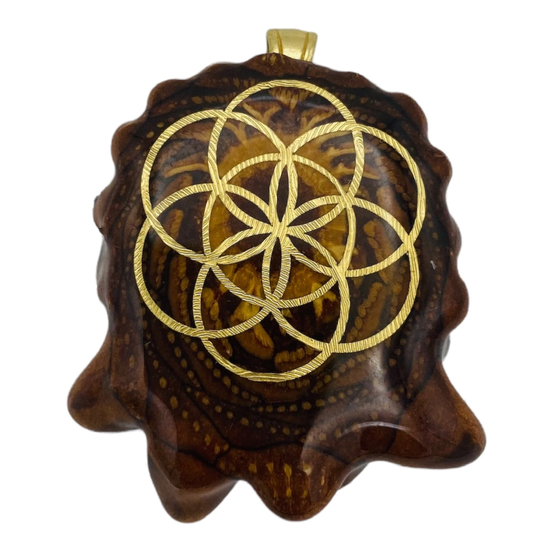 Pinecone Pendant hotsell with Turquoise in the Matrix and Gold Seed of Life (Medium) by Third Eye Pinecone