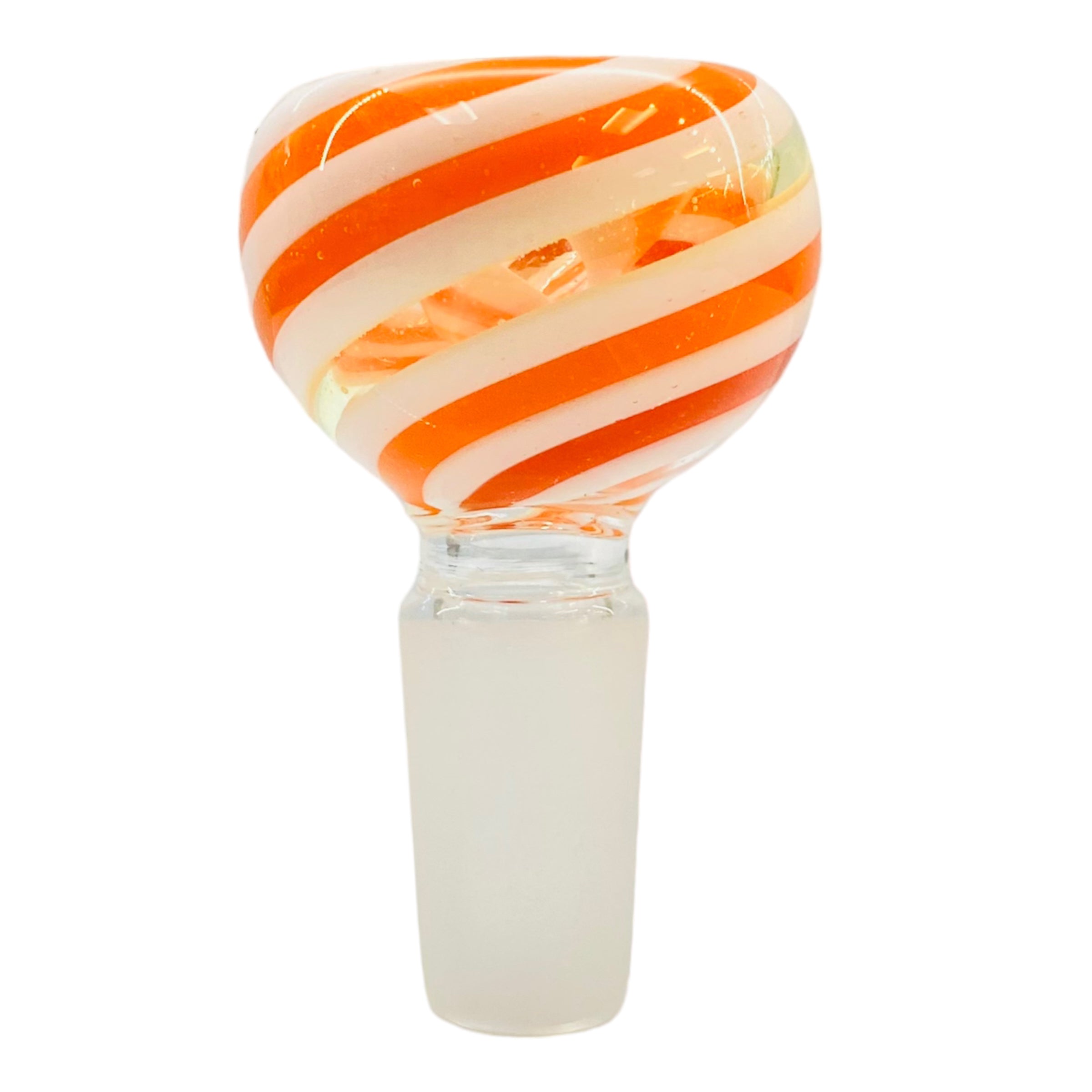 14mm Flower Bowl - Multi Color Bubble Twirl Bong Bowl Piece - Orange And White