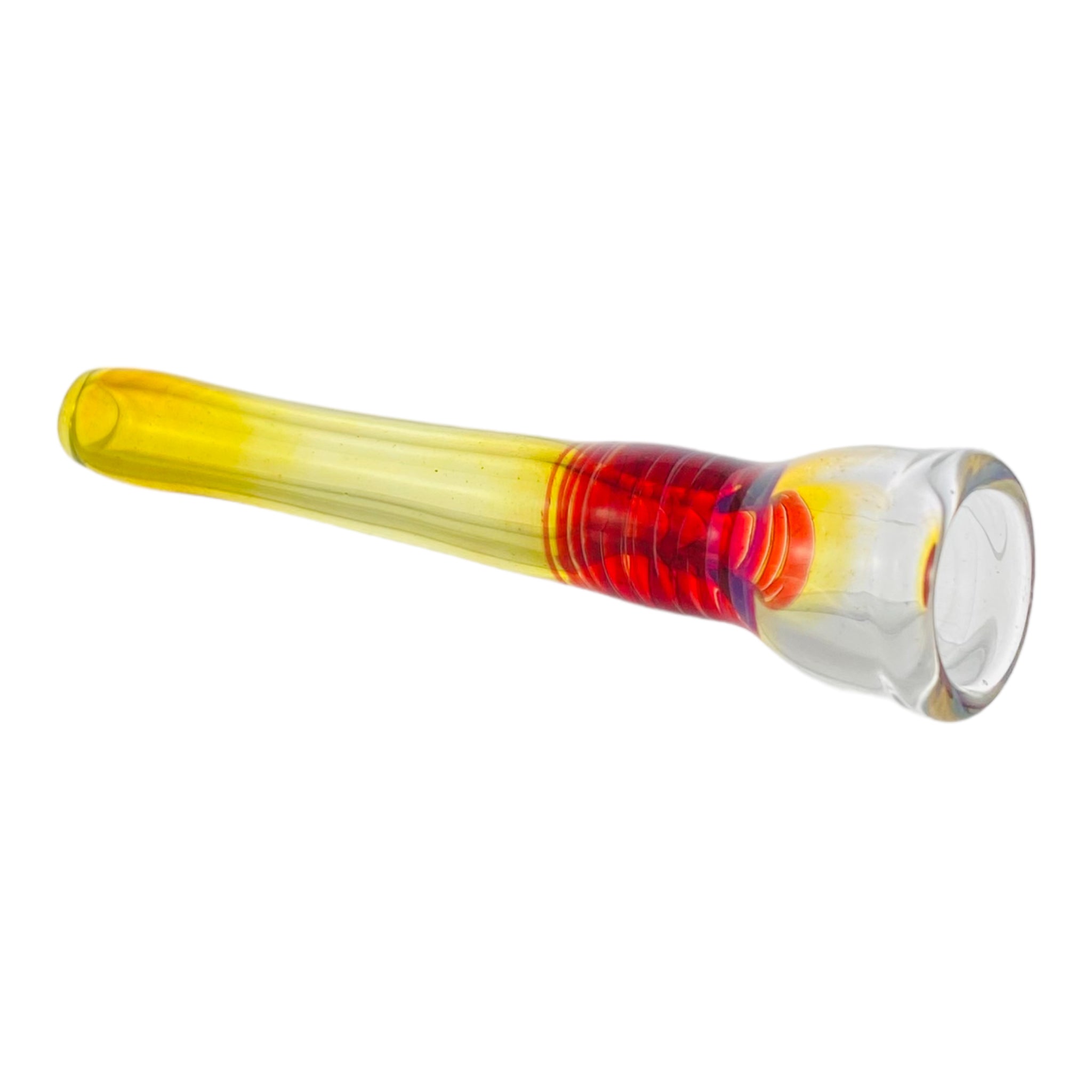 Glass Chillum Pipe - Yellow Silver Fuming With Red Wrap