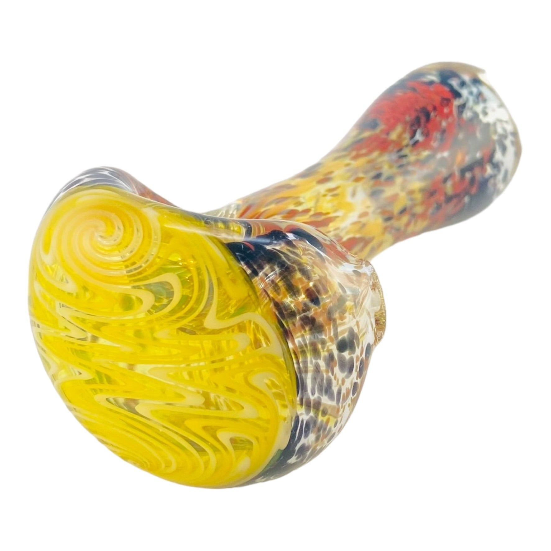 Santa Cruz Glass - Glass Hand Pipe With Inside Out Frit With Yellow Wig Wag 