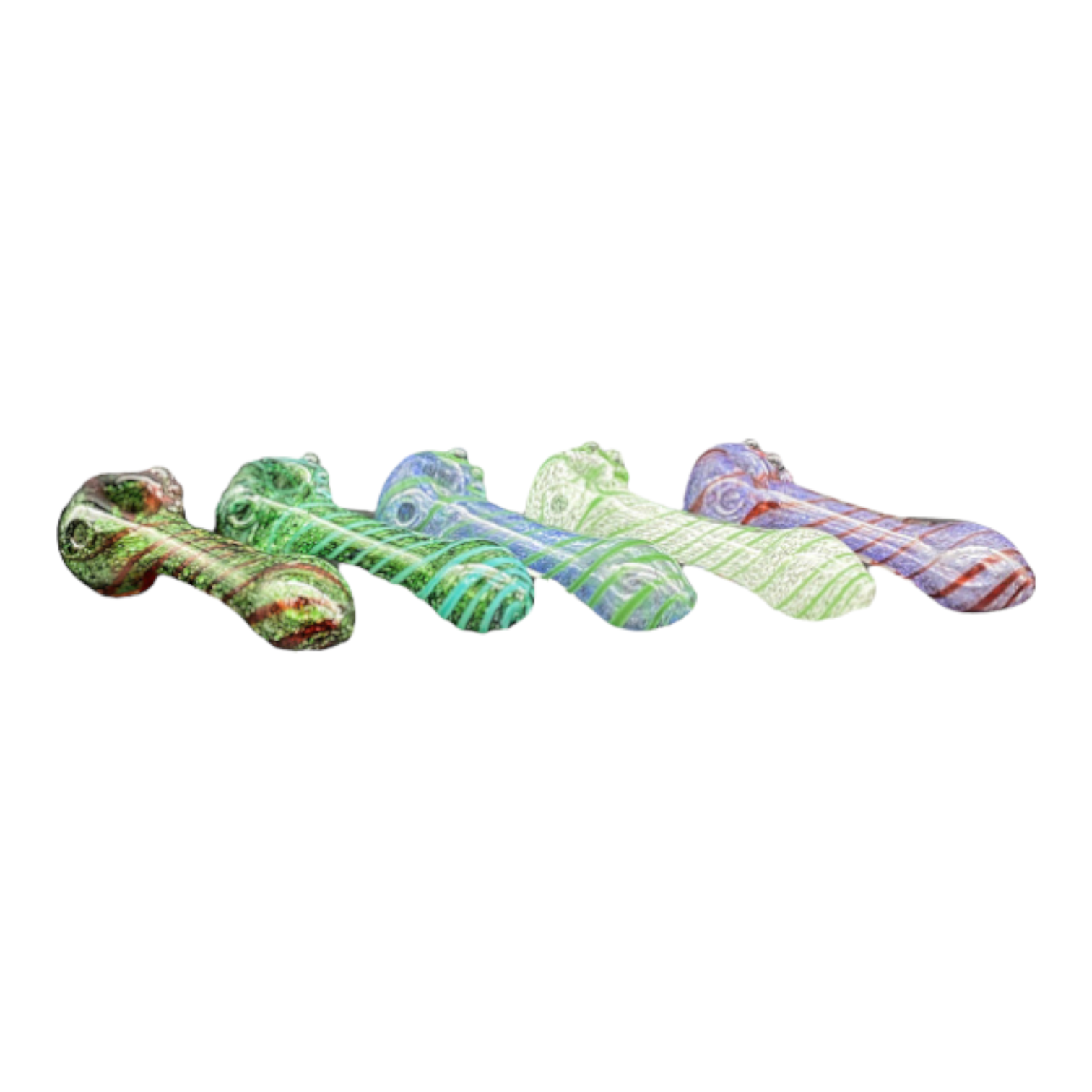 laydown Glass Hand Pipe - Double Blown Inside Out Spiral Colors
