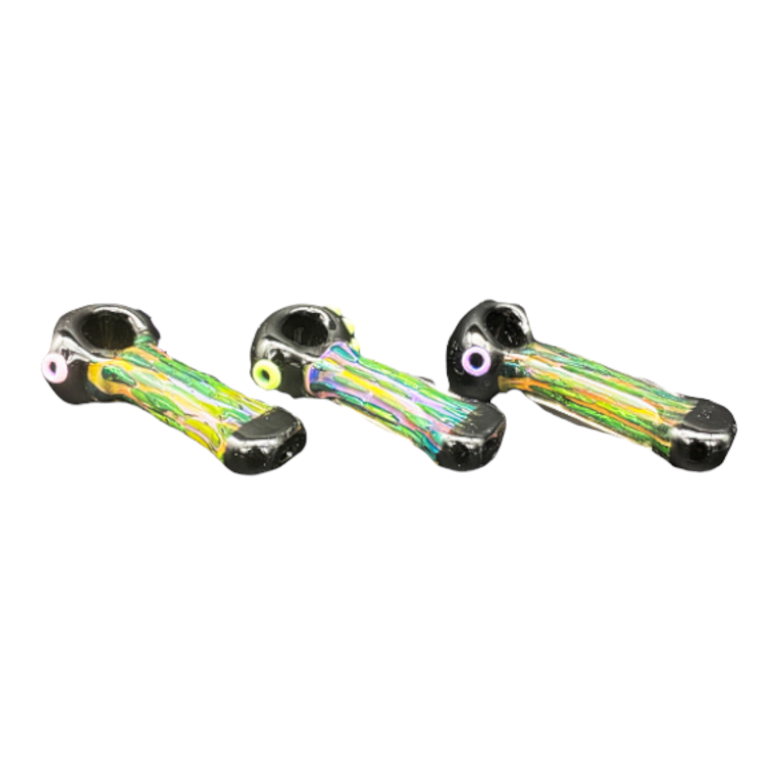 Glass Hand Pipe Fumed Bark With Color Dots Spoon Hand Pipe