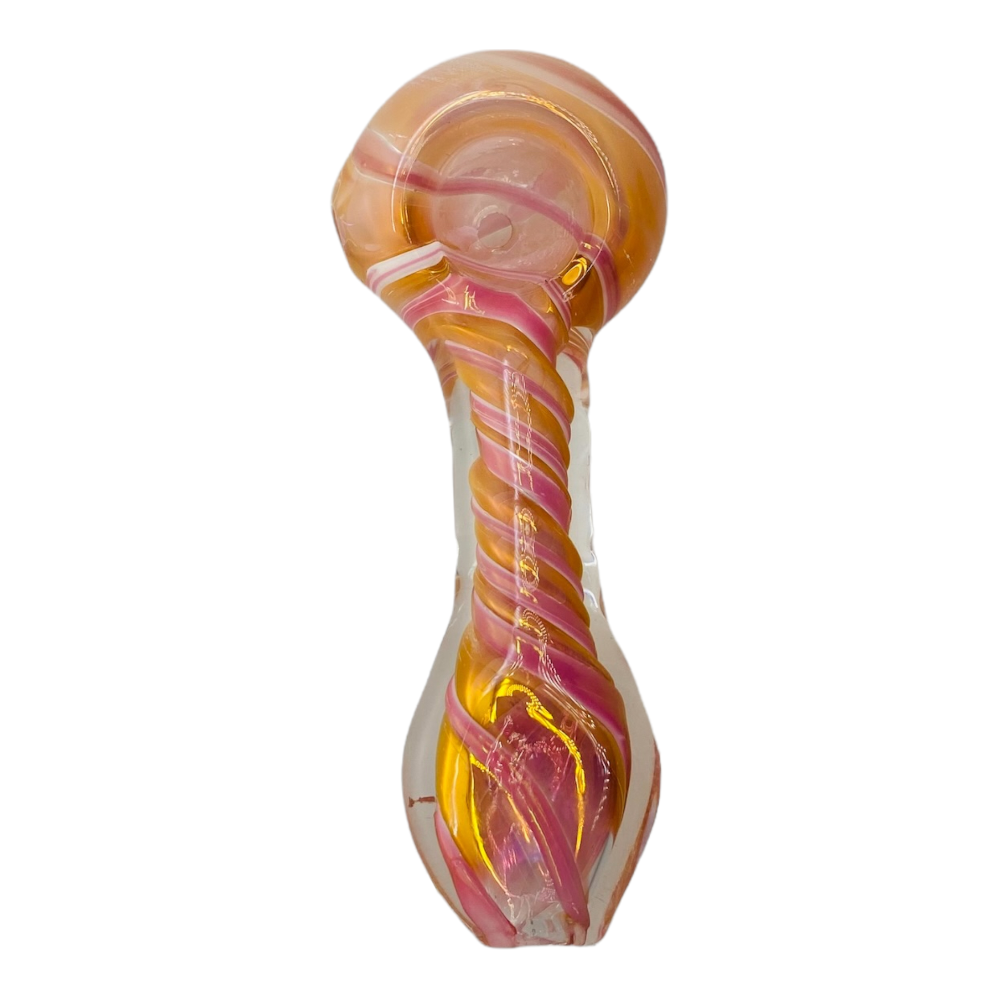 double blown Inside Out Gold Fumed Twist Glass Hand Pipe