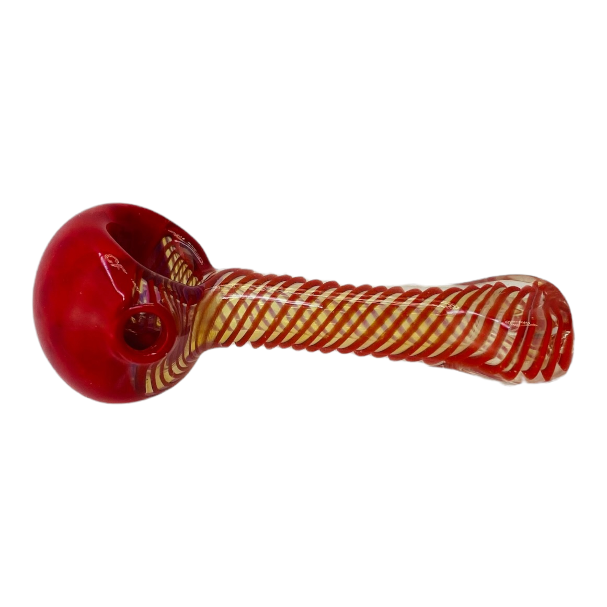 Mini Glass Hand Pipe With Color Dot Stack And Spiral Color Twist 