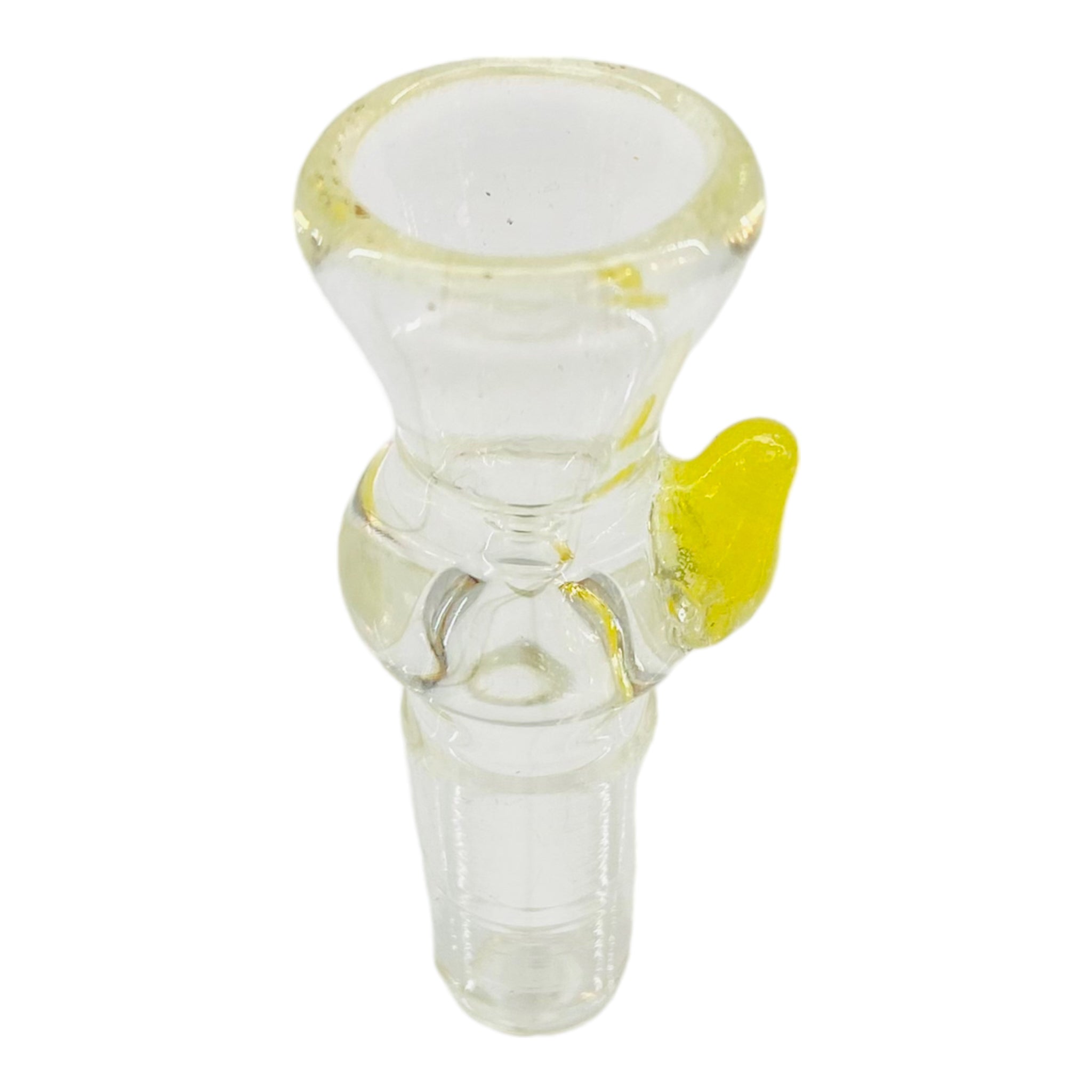 14mm Flower Bowl - Clear Martini Shape Funnel Bong Bowl Piece With Color Dot - Yellow