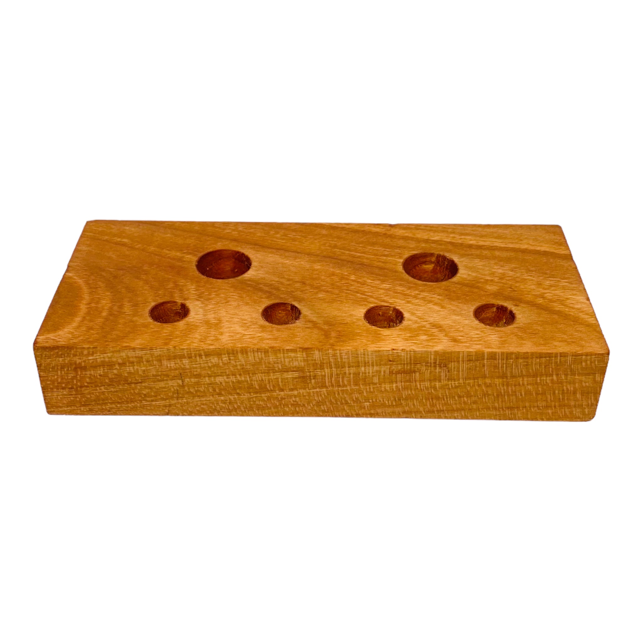 cherry 6 Hole Wood Display Stand Holder For 14mm And 10mm Bong Bowl Pieces Or Quartz Bangers