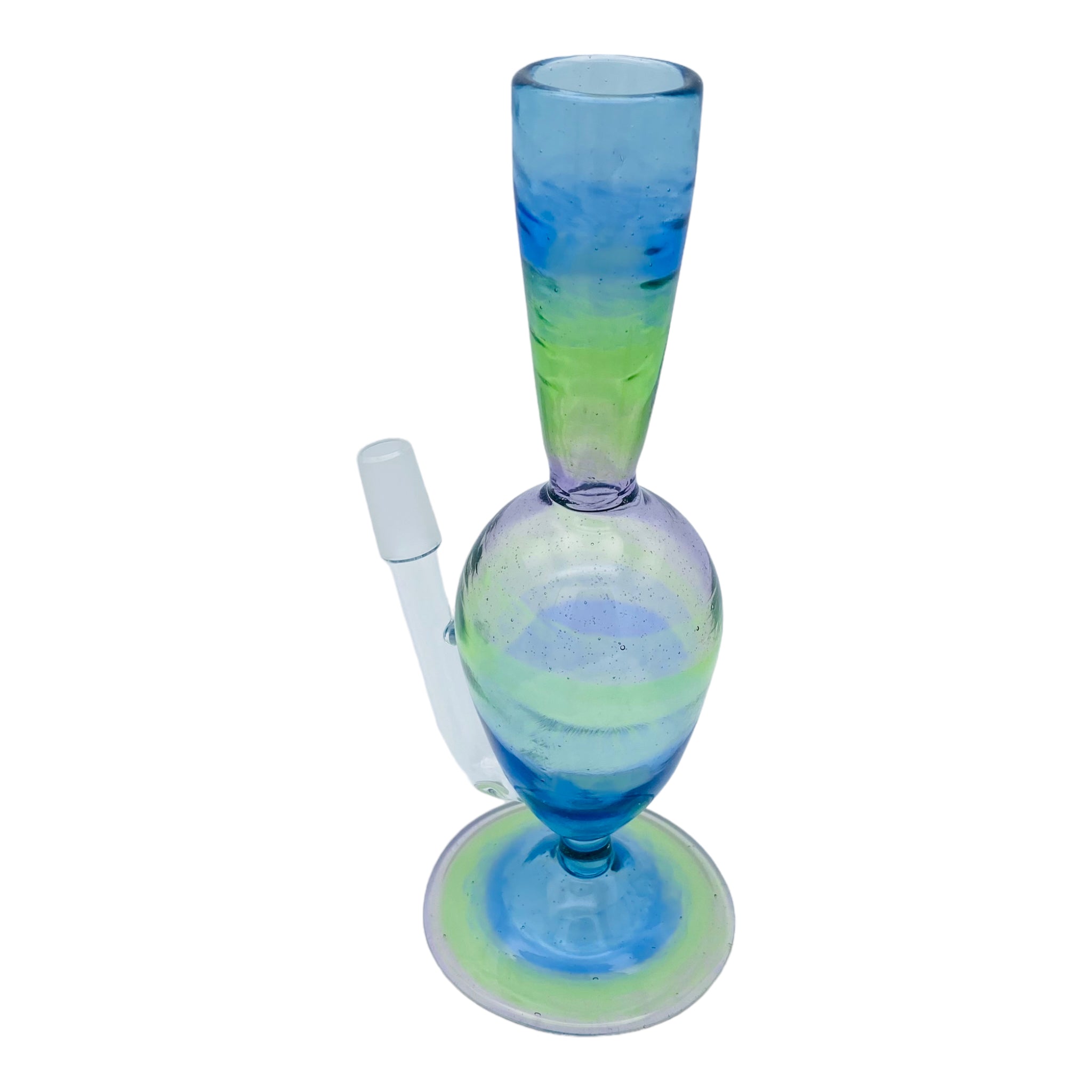 Translucent Rainbow Fade Coil Pot Custom Glass Dab Rig