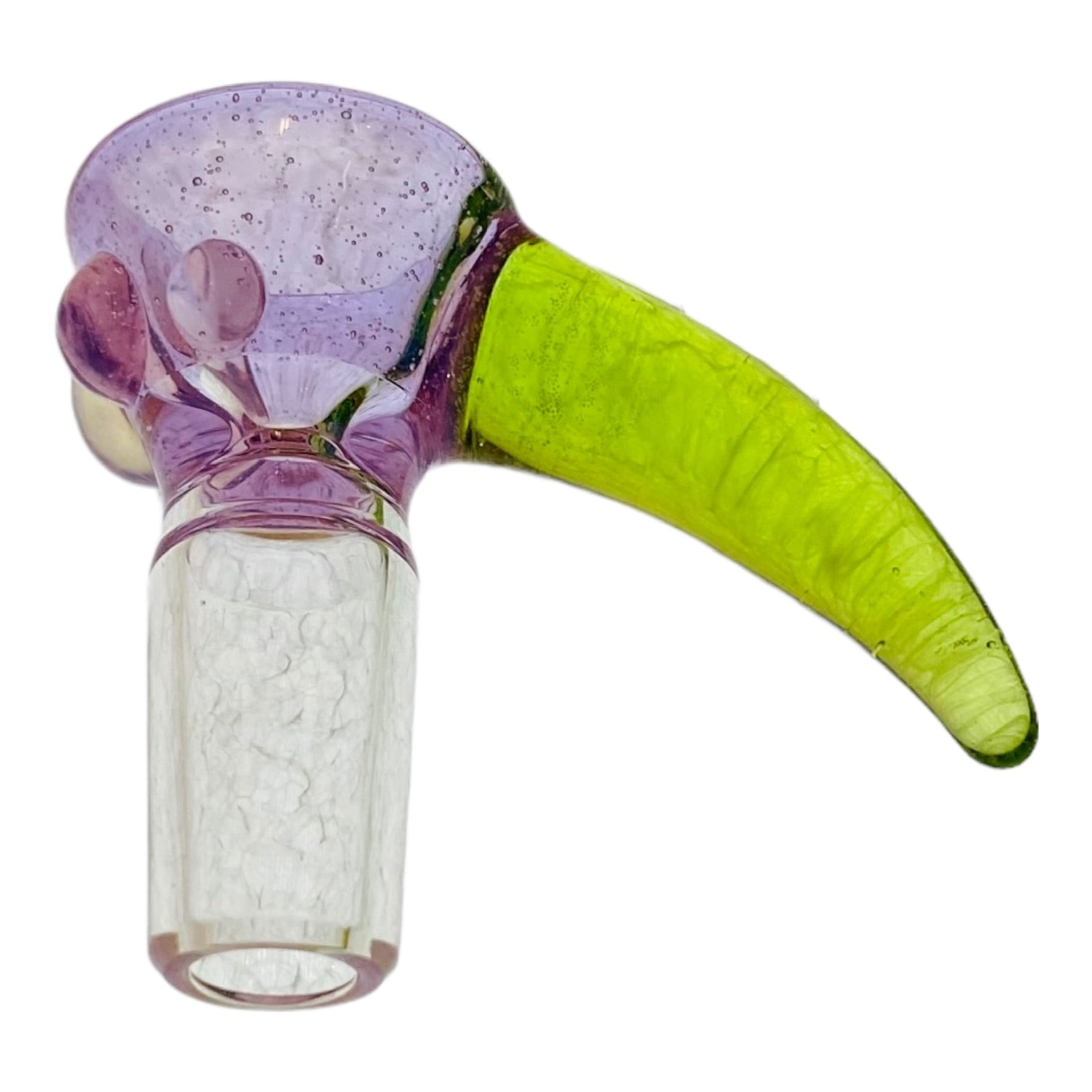 Arko Glass - 14mm Bowl Purple With Green Handle 