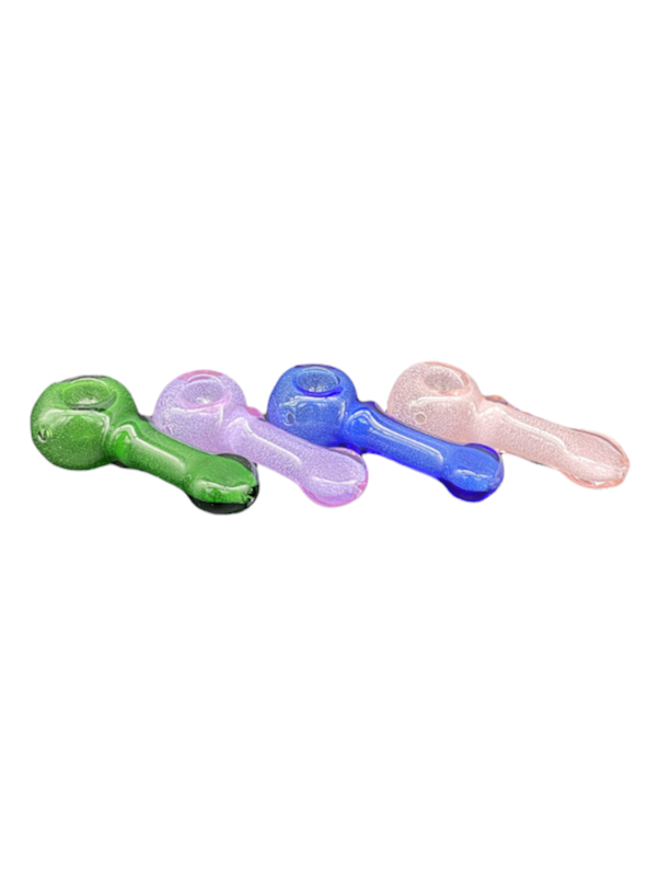 pink Glow In Dark Glass Hand Pipe - Full Single Color 