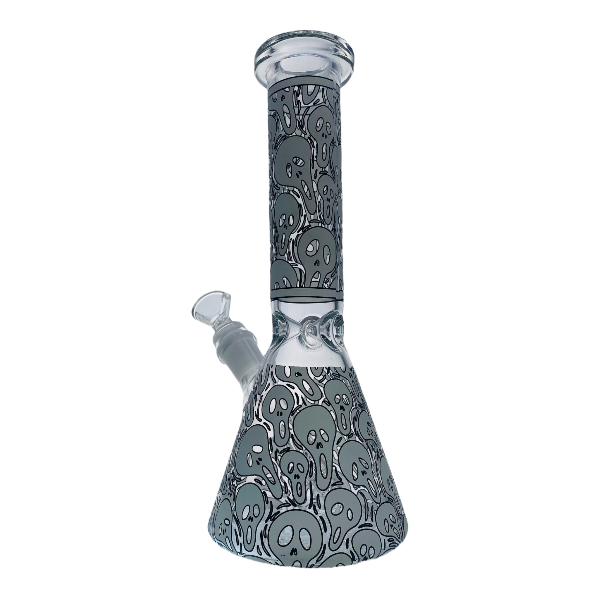 8 Inch Glow In The Dark Glass Beaker Bong With Ghost Decal