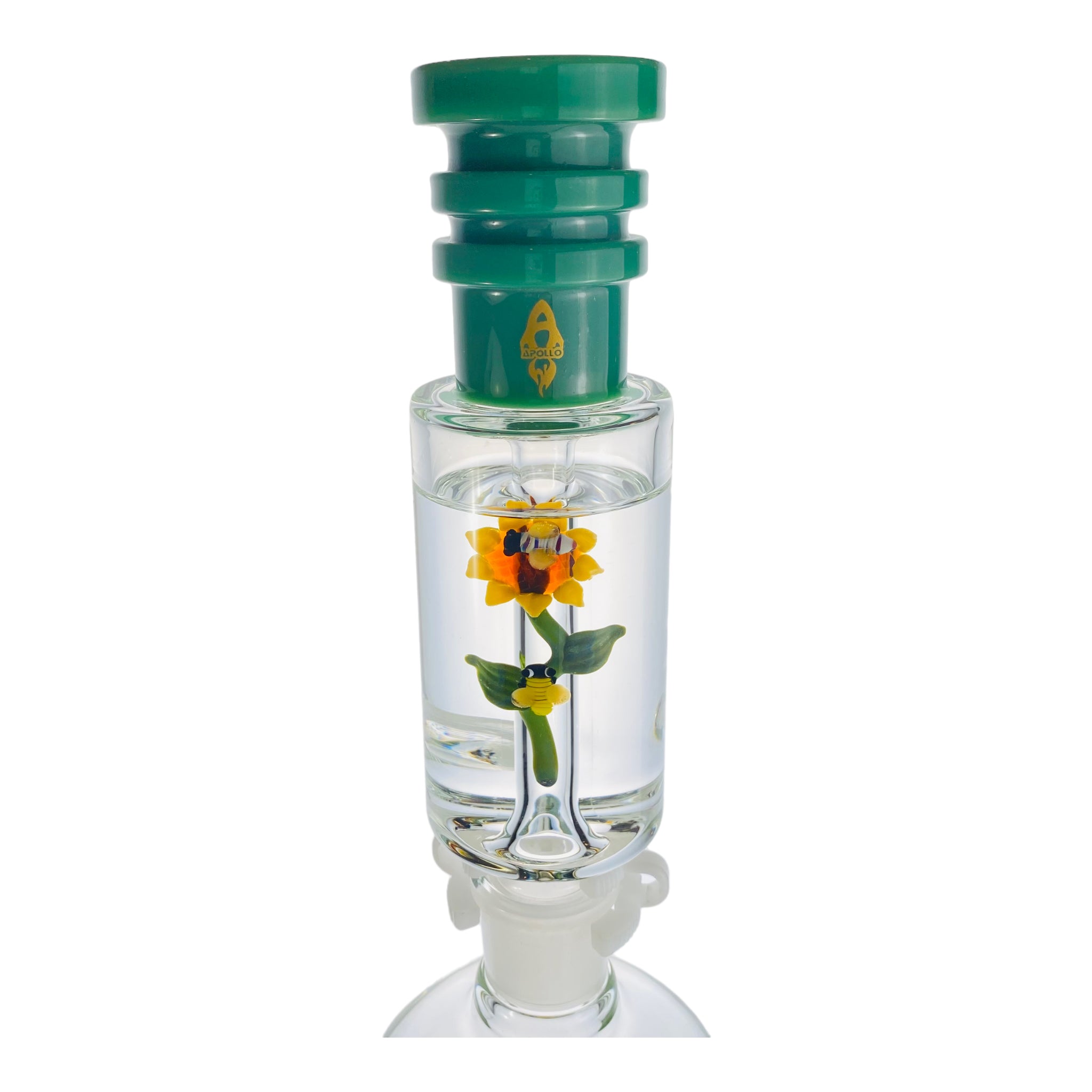 Apollo Glass - Large Sunflower Garden With Bees Glass Bong With Glycerin Freeze Coil Top