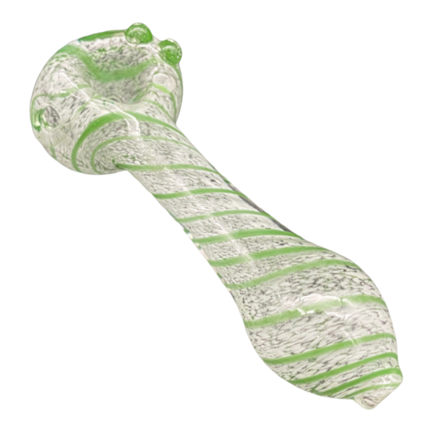 green white Glass Hand Pipe - Double Blown Inside Out Spiral Colors