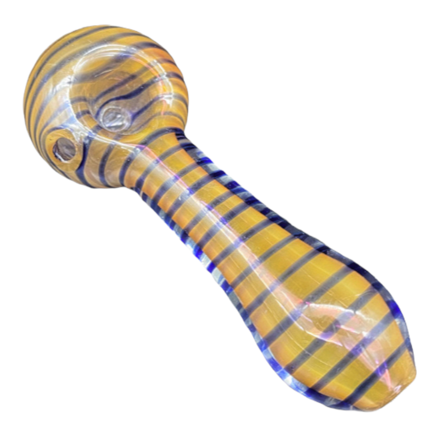 Glass Hand Pipe Inside Out Fume With Spiral Color Twist