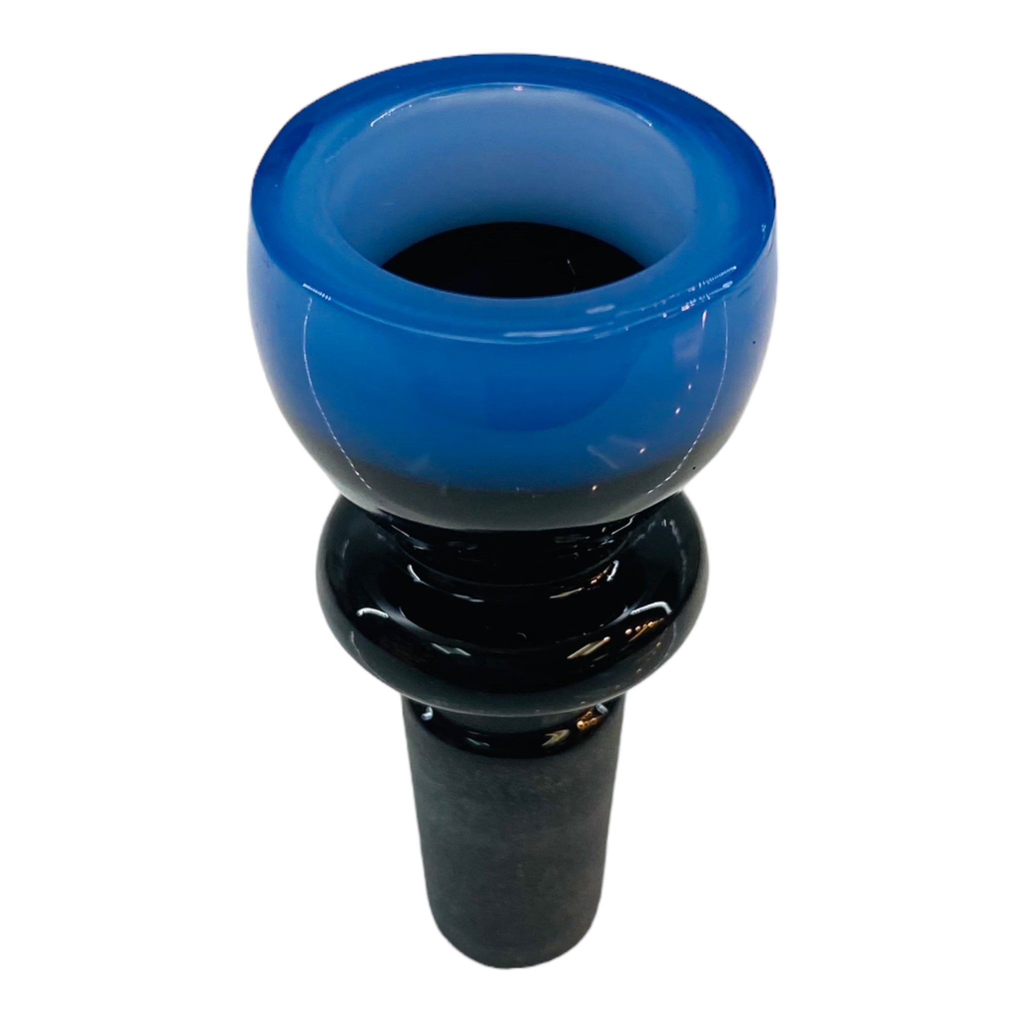 14mm Flower Bowl - Black Fitting With Color Rim - Blue
