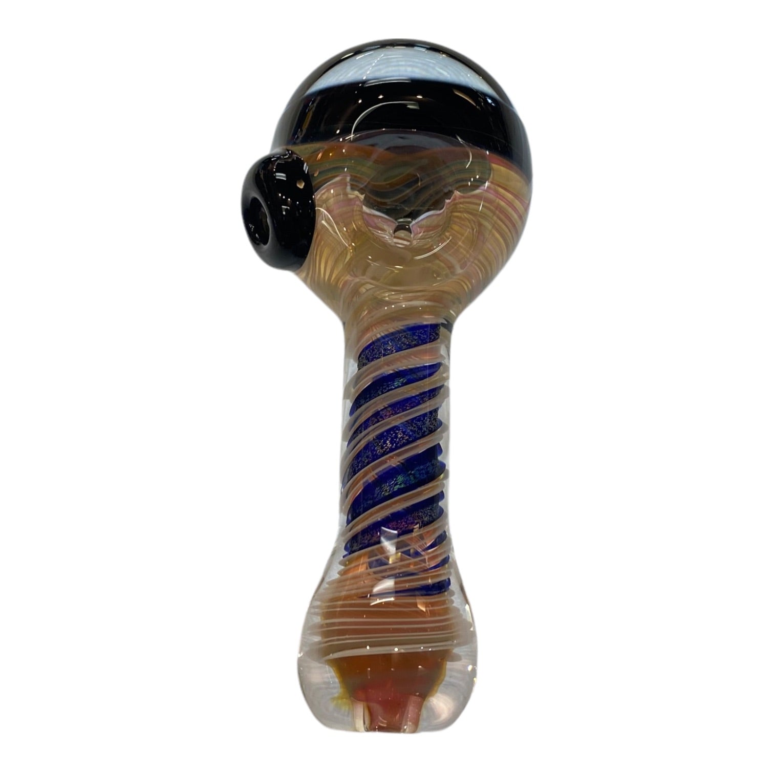 Talent Glass Works - Fume And Color Coil With Skull Dichro End - Glass Hand Pipe
