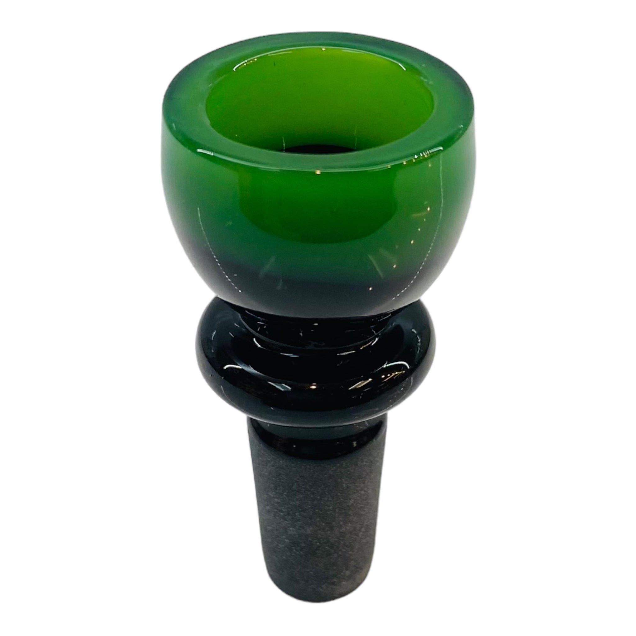 14mm Flower Bowl - Black Fitting With Color Rim - Green