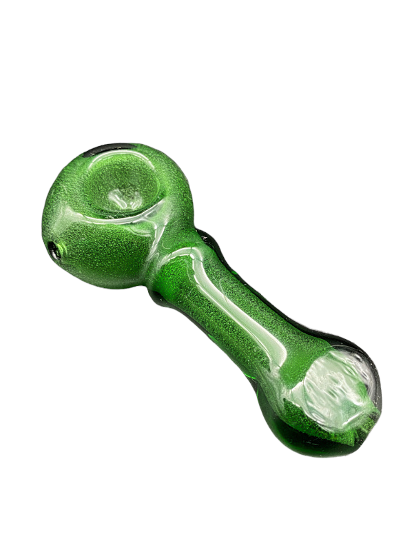 green Glow In Dark Glass Hand Pipe - Full Single Color 