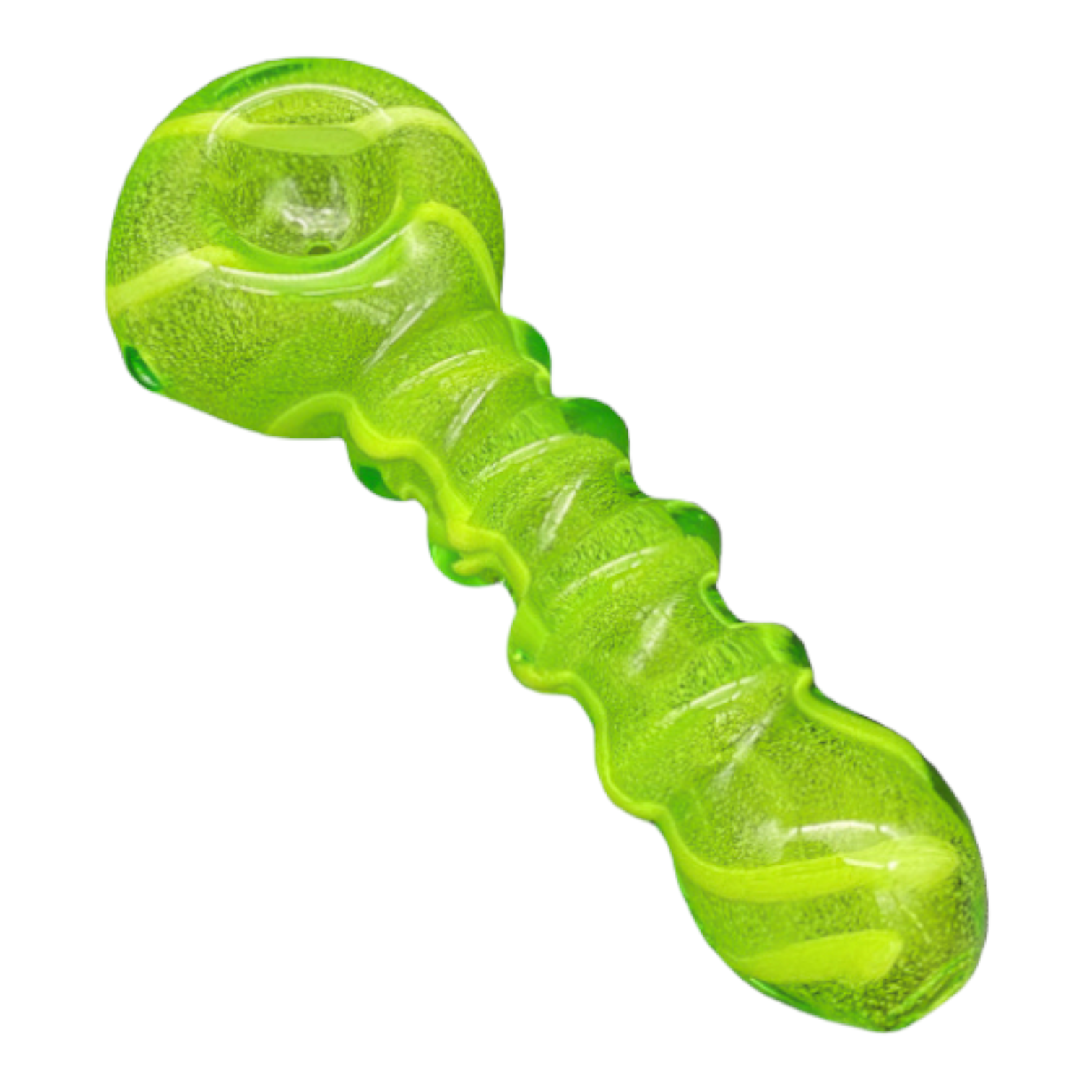 Glow In The Dark Glass Hand Pipe Double Green Spoon