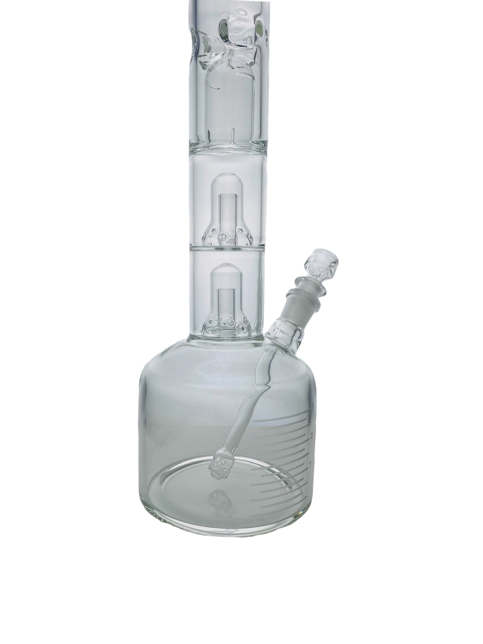 HiSi Glass Triple Bell Perc Beaker Bong