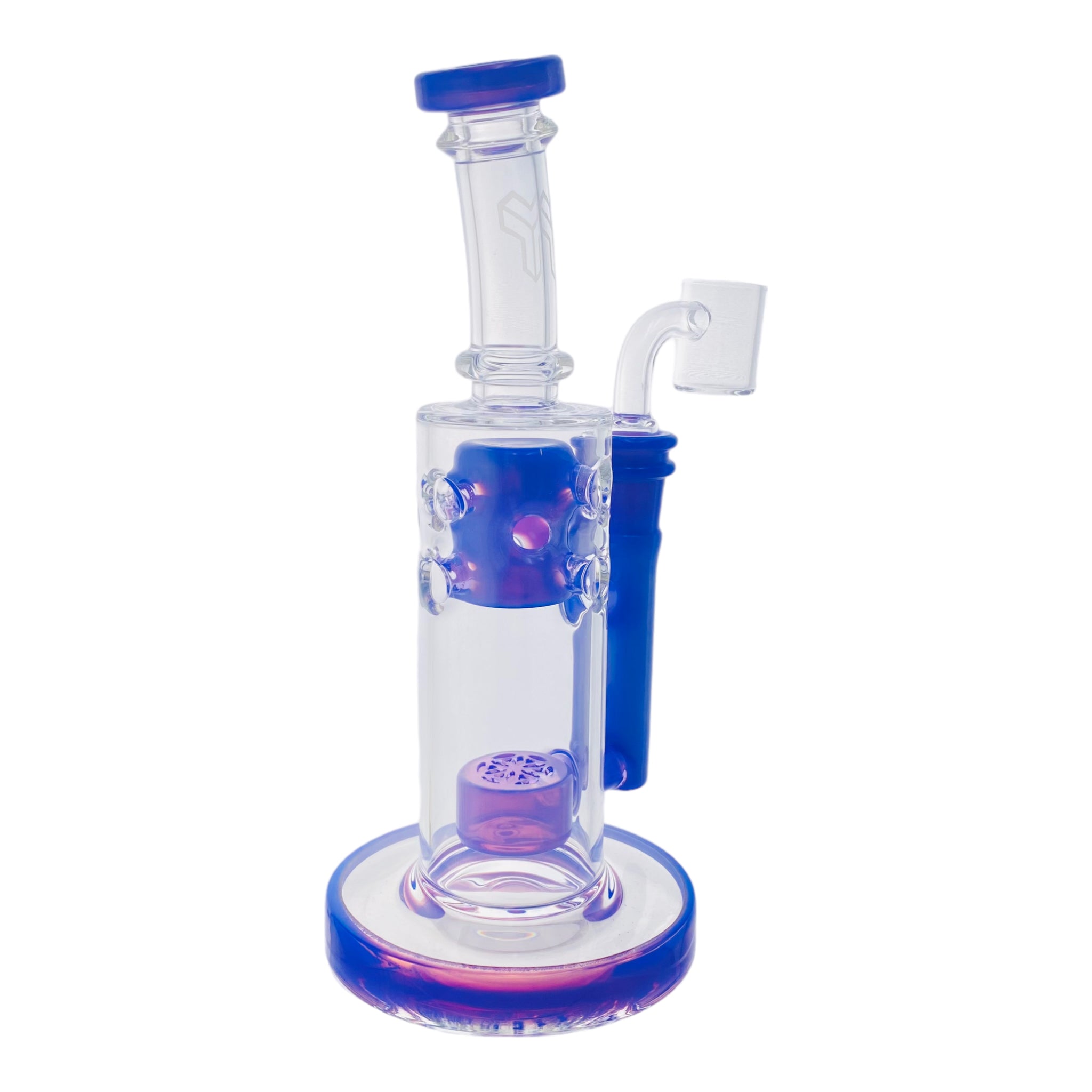 Deluxe Glass - Purple Mini Straight Fab Bong Dab Rig With Seed Of Life Perc