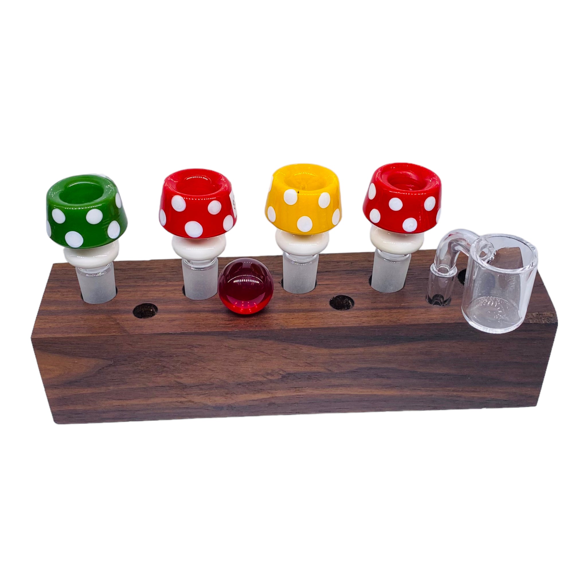 9 Hole Wood Display Stand Holder For 14mm And 10mm Bong Bowl Pieces Or Quartz Bangers