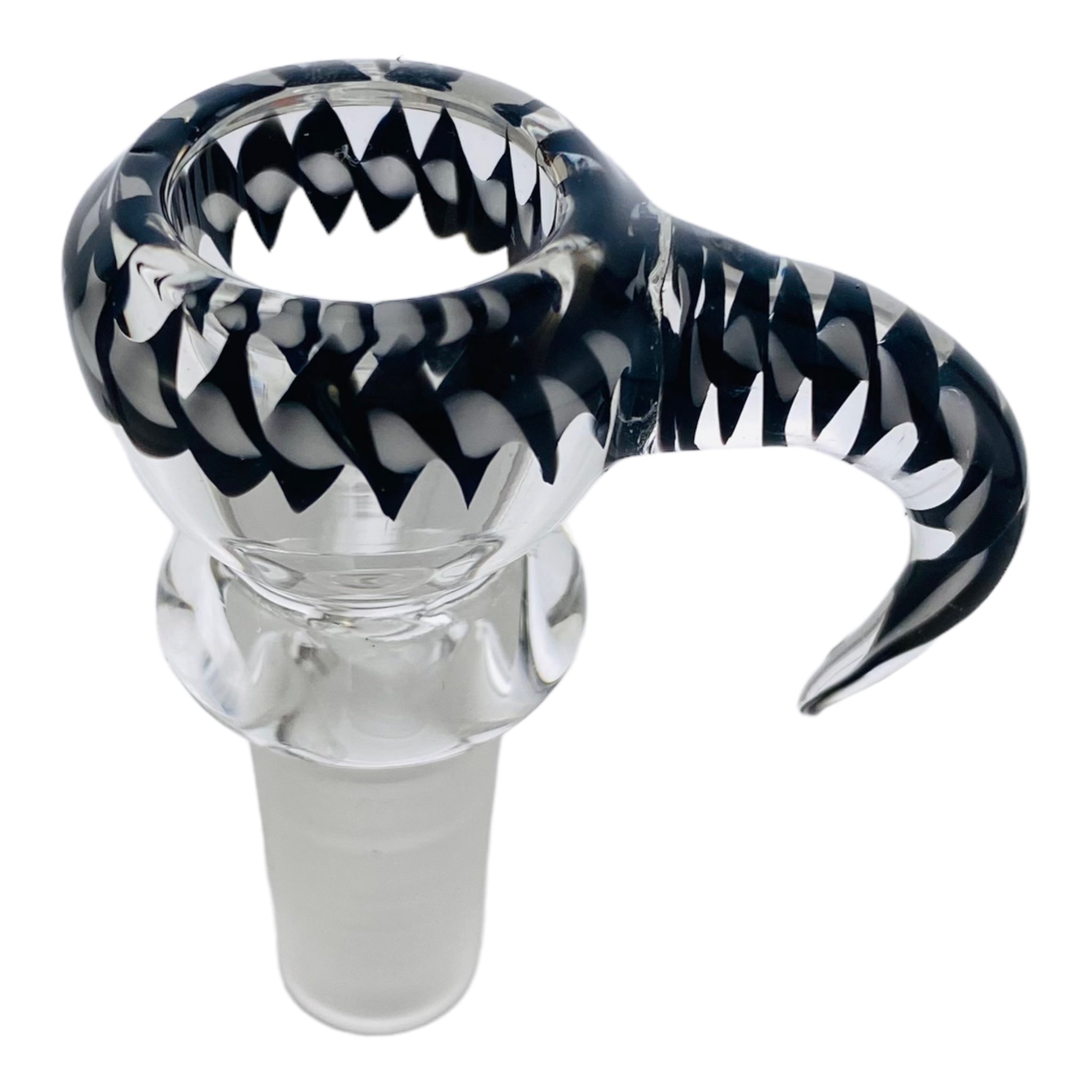 14mm Flower Bowl - Clear Funnel With Black Spiral Handle Bong Bowl Piece