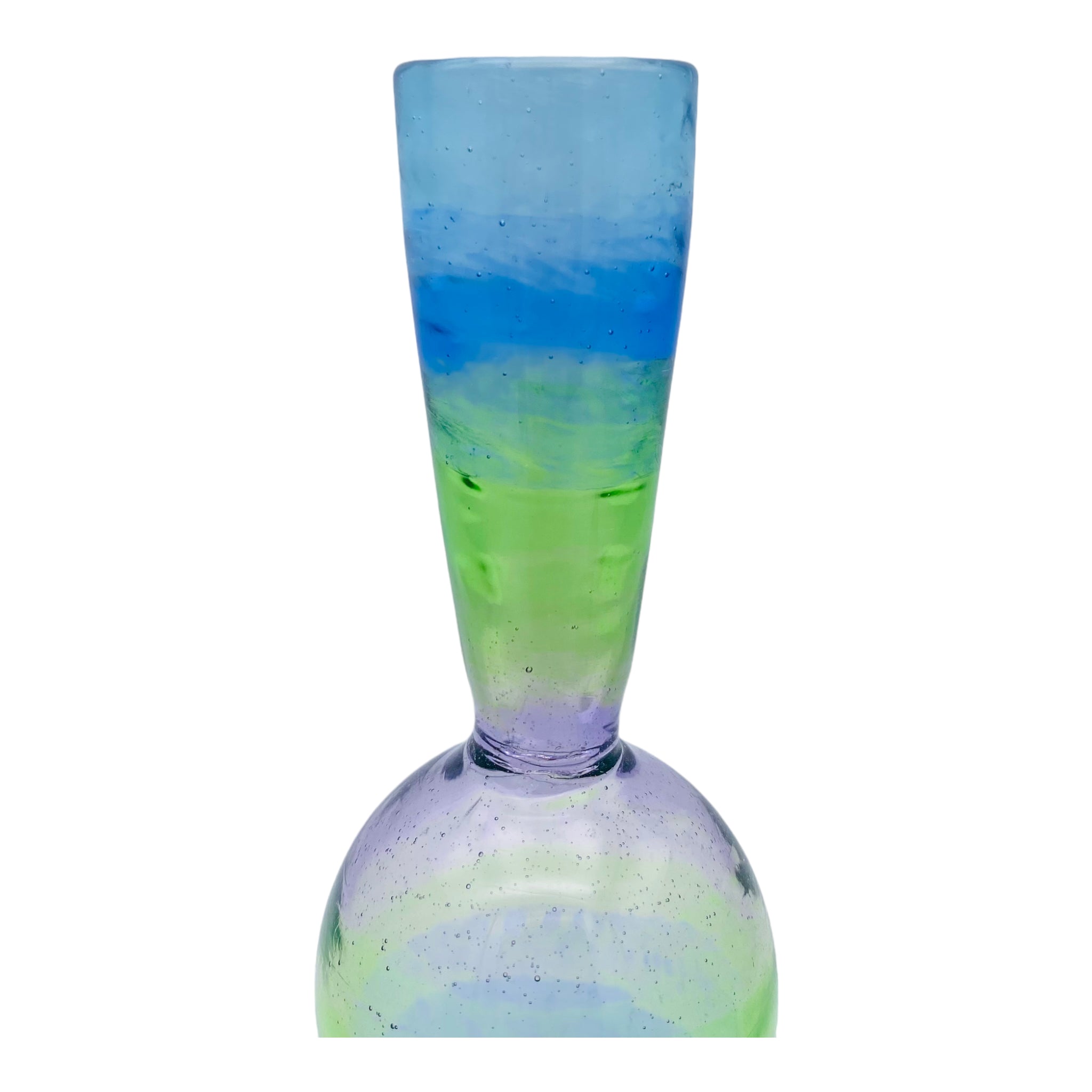 Translucent Rainbow Fade Coil Pot Custom Glass Dab Rig